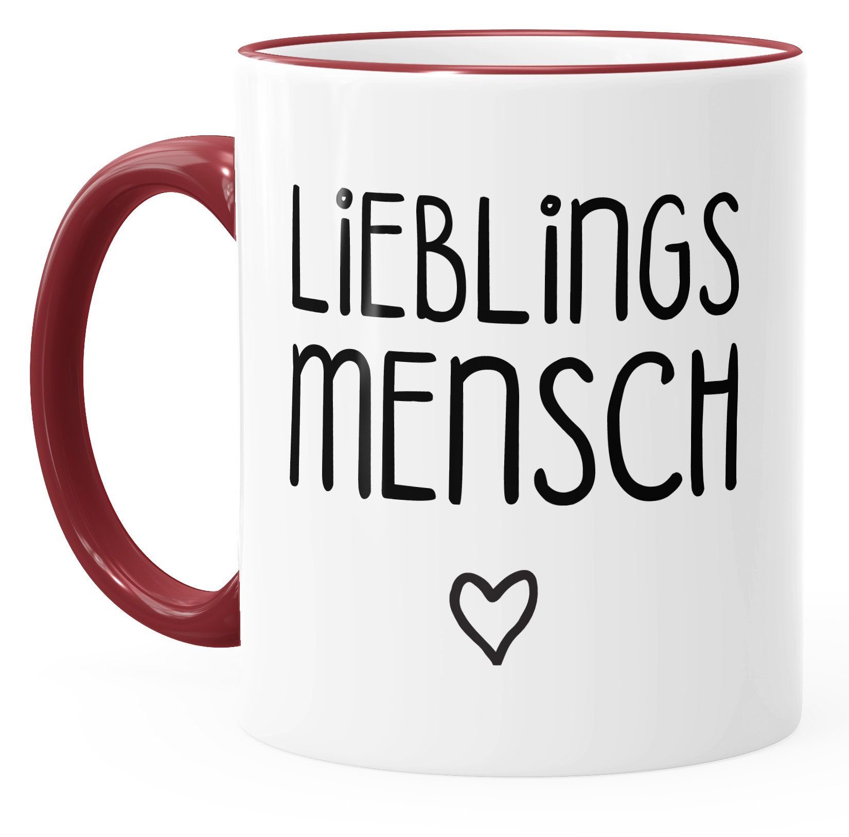 MoonWorks Freundschaft Lieblingsmensch Tasse Liebe Keramik Geschenk-Tasse Freundin Partner bordeauxrot Kaffee-Tasse MoonWorks®,