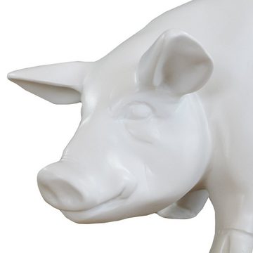 colourliving Tierfigur Schwein Figur stylisches Deko Schwein in weiß Schwein Dekofigur, mit 4 Filzplättchen, leicht glänzend, edel/robust verarbeitet