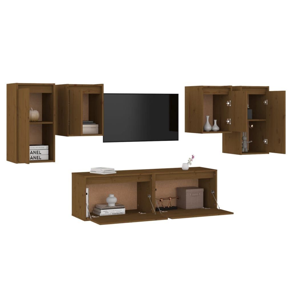 (2-St) TV-Schränke Stk. TV-Schrank 6 Massivholz Kiefer Honigbraun vidaXL