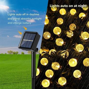 Alster Herz LED Solarleuchte Solar Lichterketten Garten, 5m 20LED Kristallkugel, warmweiß, H094, Beleuchtung für Garten Terrasse Bäume