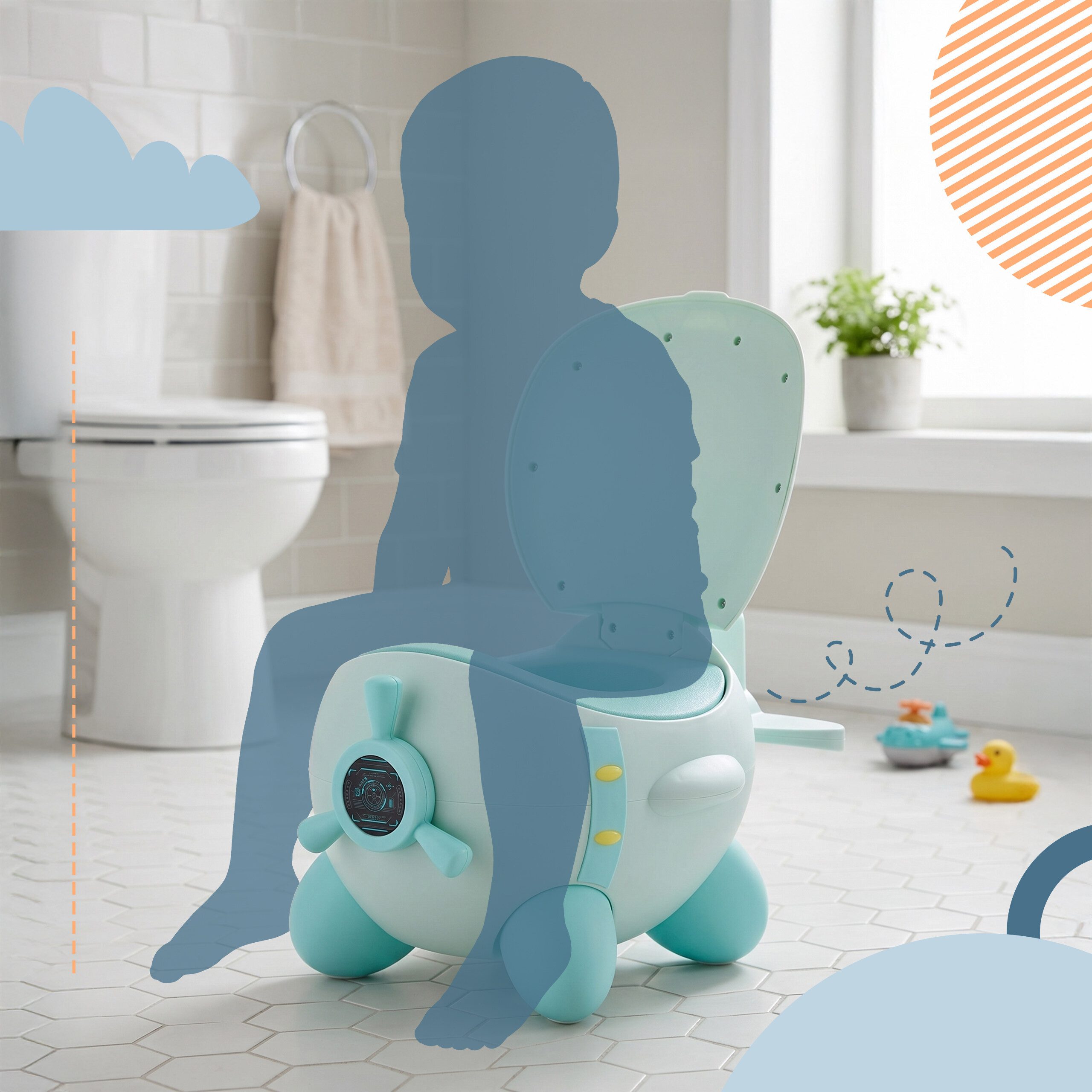 relaxdays Toilettentrainer Töpfchen Flugzeug für Kinder, Mint
