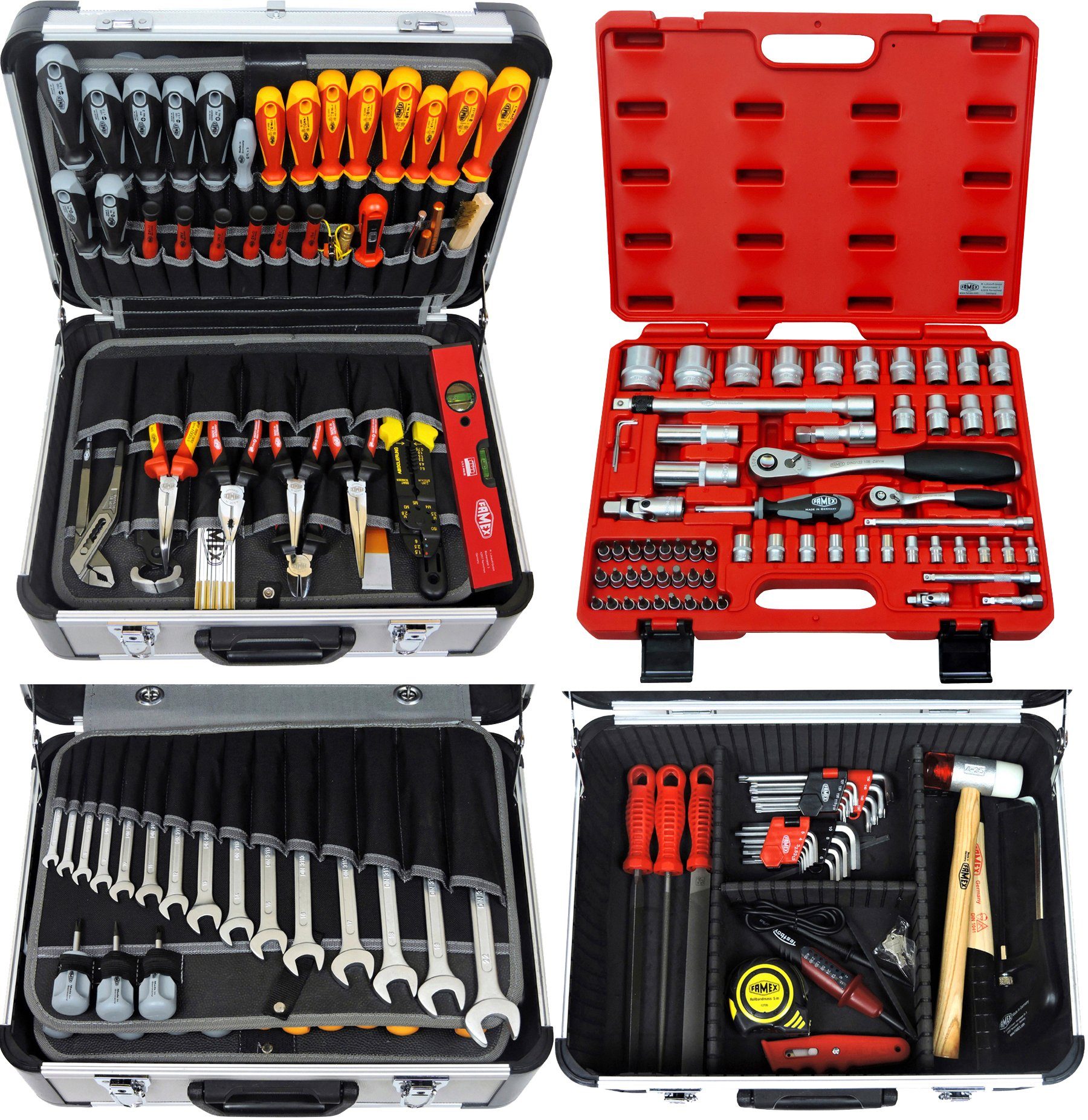 FAMEX Werkzeugset 418-18, 194-tlg., Werkzeugkoffer mit Werkzeug | Werkzeug-Sets
