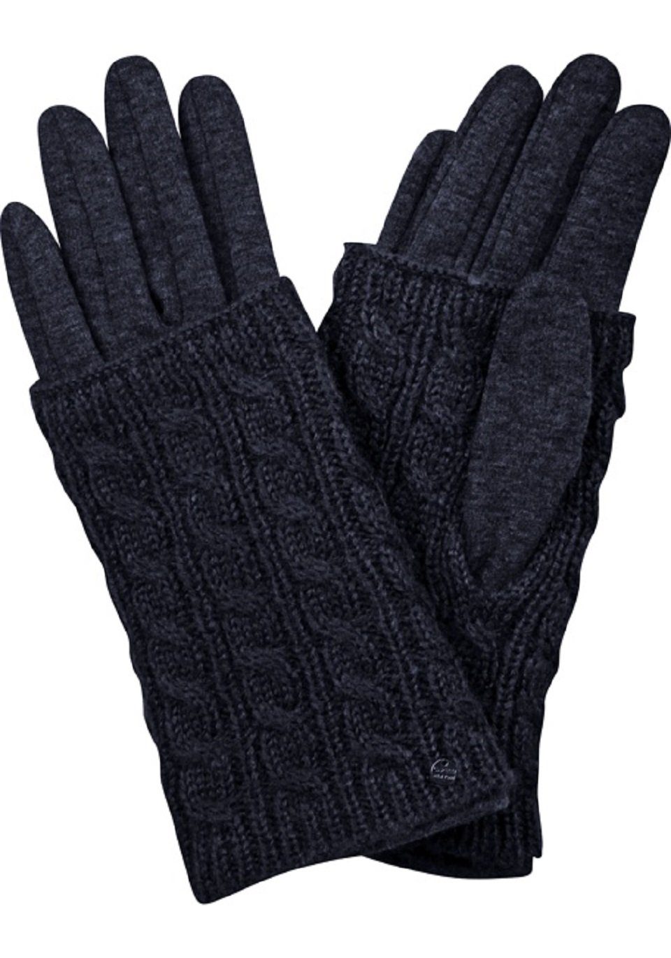 Capelli New York Baumwollhandschuhe Set aus Jersey Handschuh und Strickstulpe schwarz