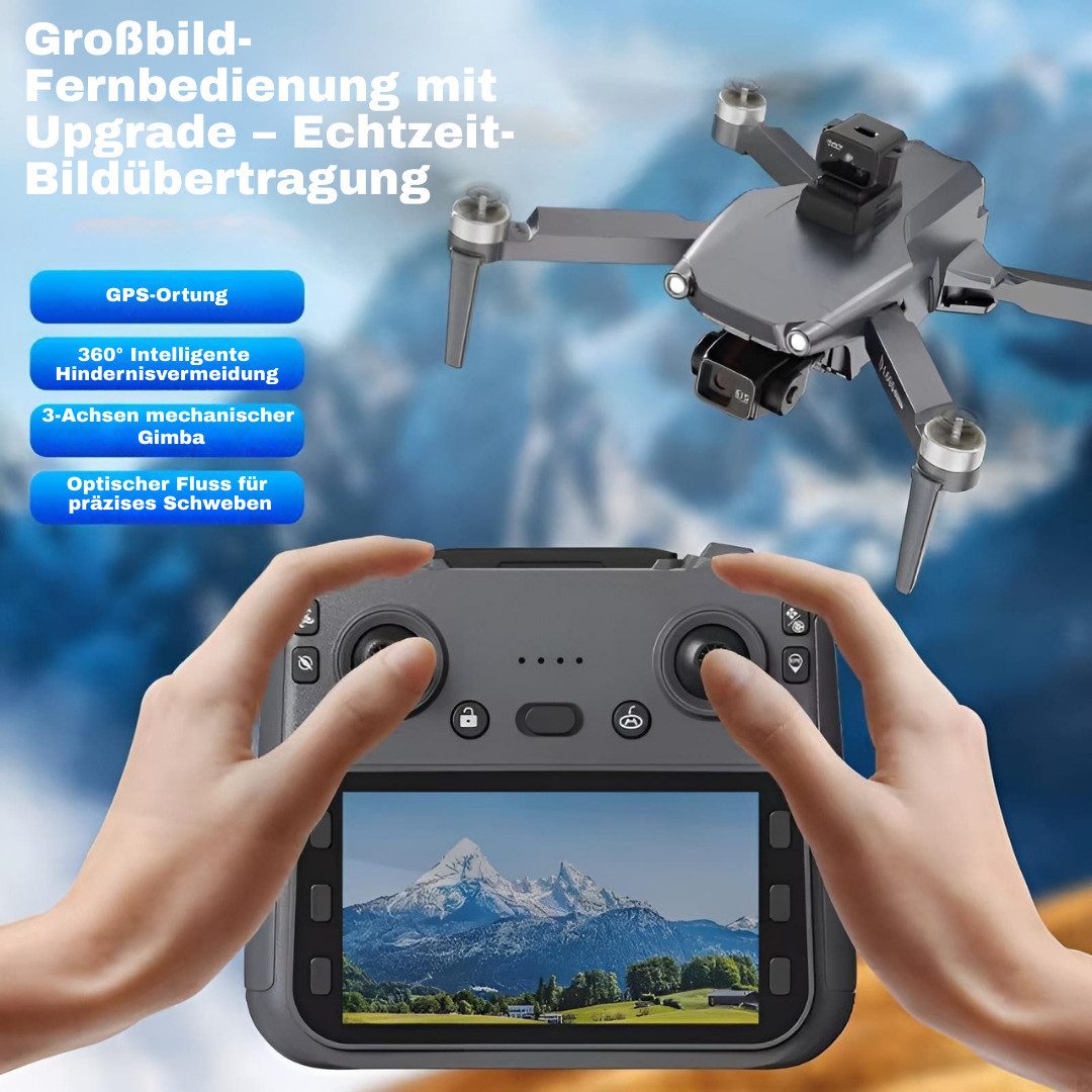 Goldstern-Tech RC-Quadrocopter L600 Pro Max (mit Live-Display-Fernsteuerung & Tragetasche, GPS-Drohne mit 3-Achsen-Gimbal), 4K-Fotos, Full HD+, 56 Min. Flugzeit, 3 km Reichweite, 360° Erkennung