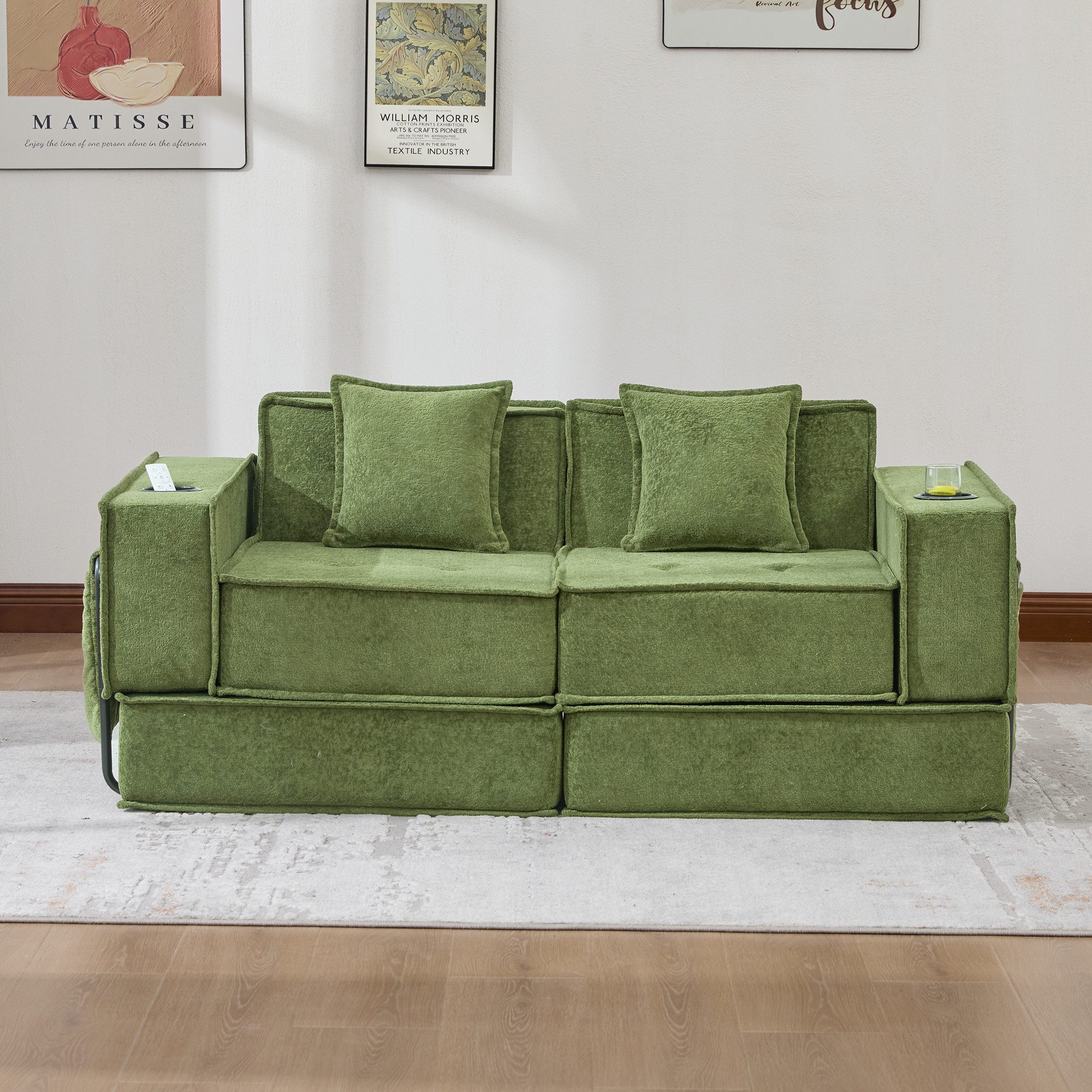 Sofa Doppelschlafsofa modern als Zweisitzer mit Stoffbezug