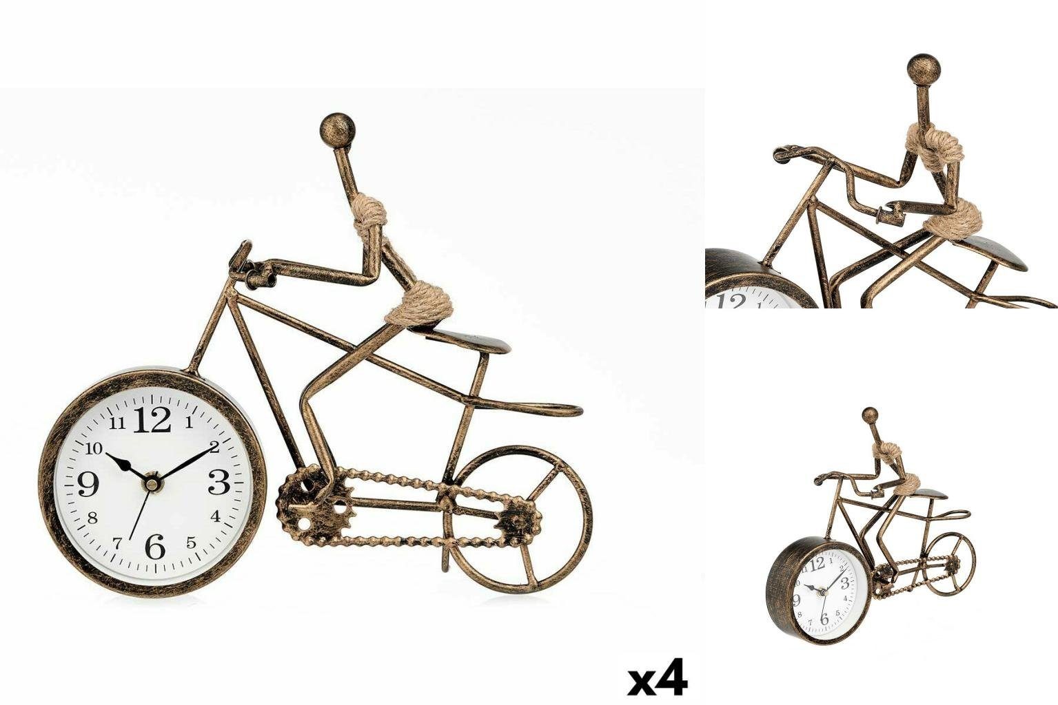 Gift Decor Uhr Tischuhr Fahrrad Bronze Metall 27 x 22 x 10 cm 4 Stück | Wanduhren