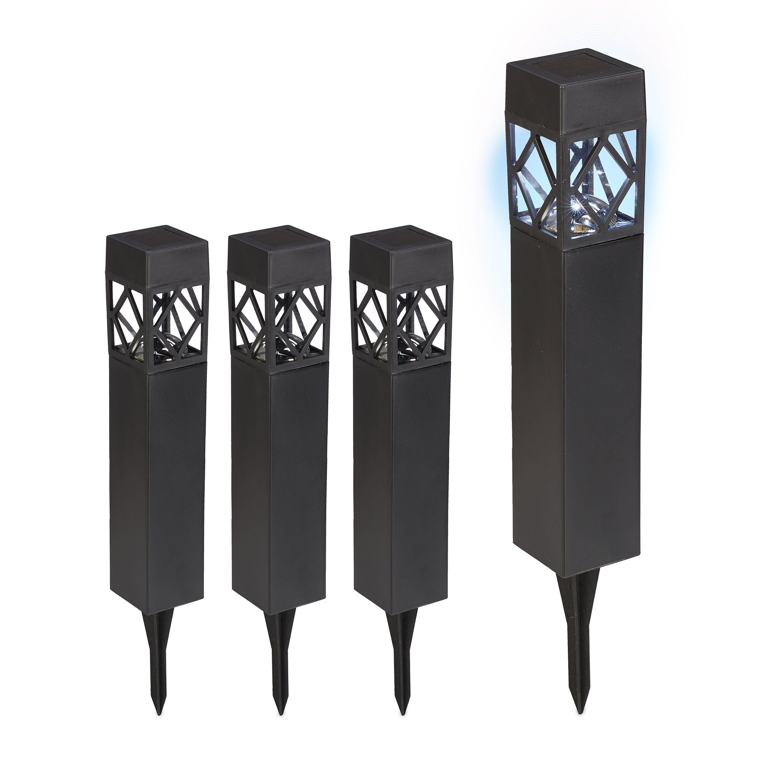 relaxdays LED Solarleuchte Solarlampen Set, 4er günstig online kaufen