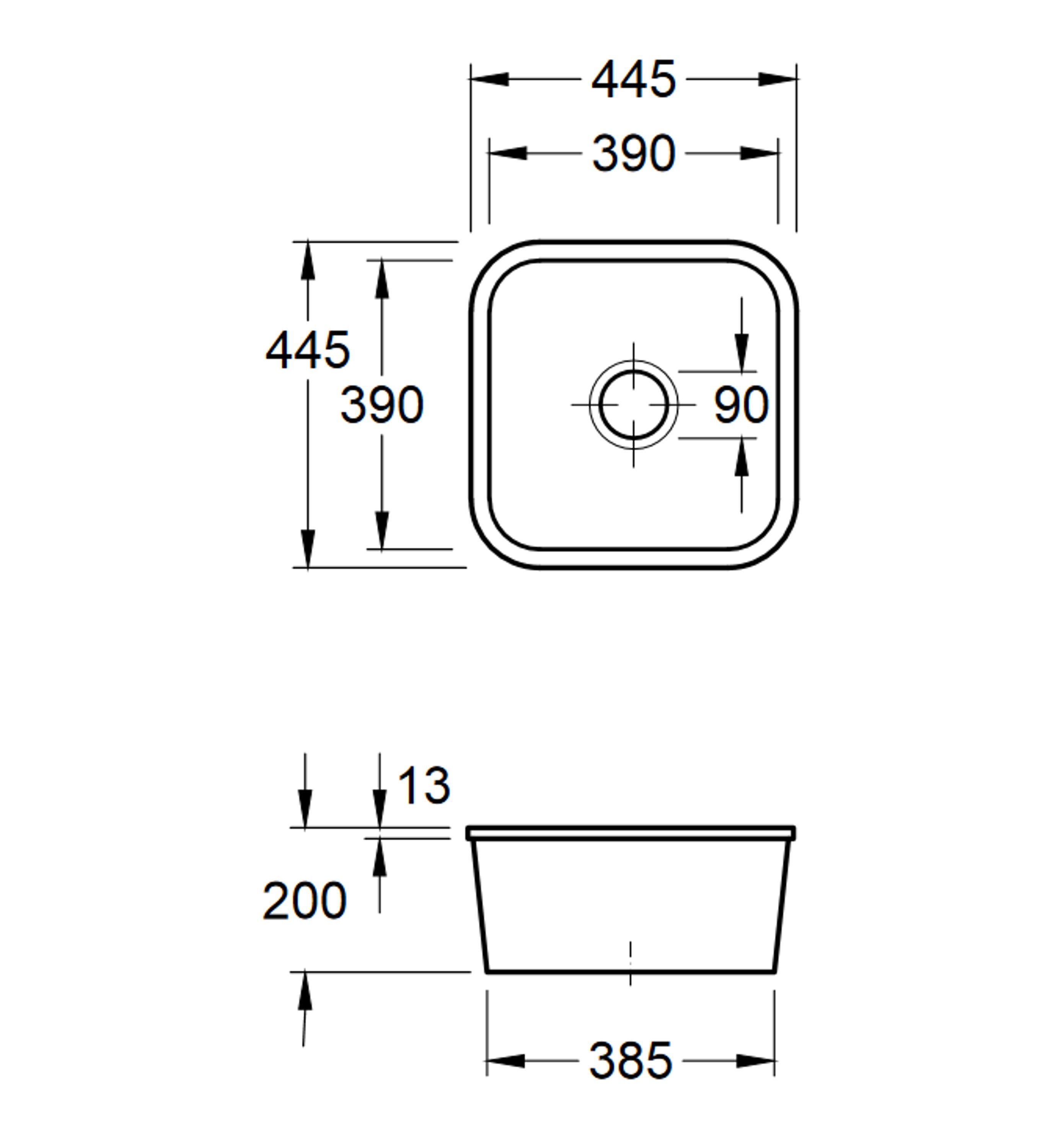 Thumbnail - Villeroy & Boch Küchenspüle 6703 02 R1, Quadratisch, 44.5/20 cm, Unterbauspülung, Geschmacksmuster geschützt