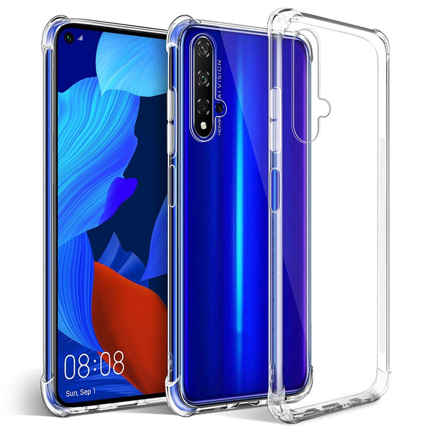 CoolGadget Handyhülle Anti Shock Rugged Case für Huawei Nova 5T 6,26 Zoll, Slim Cover mit Kantenschutz Schutzhülle für Nova 5T Hülle Transparent