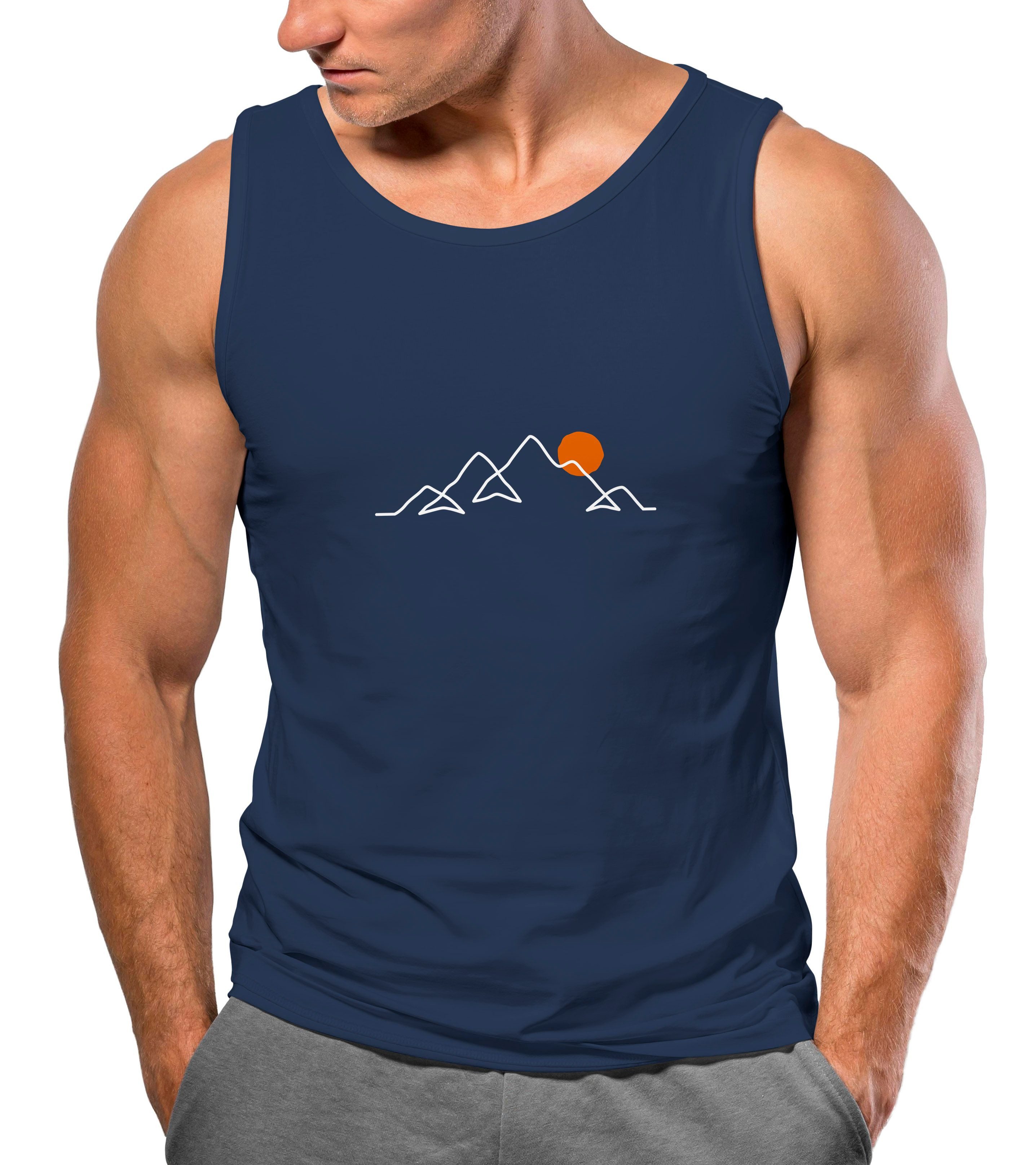 Neverless Tanktop Herren Tank-Top Frontprint Line-Art günstig online kaufen
