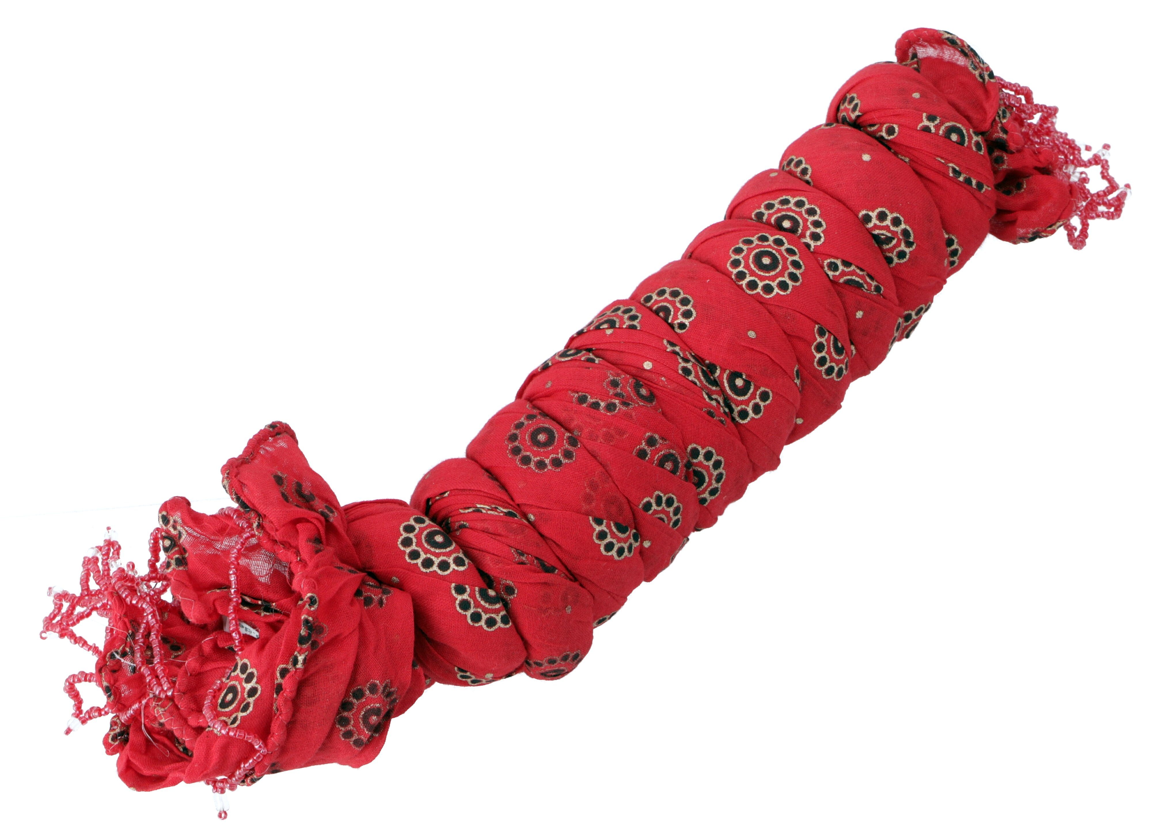 Guru-Shop Sarong leichter Baumwolltuch, mit.. rot/schwarz Indisches Schal