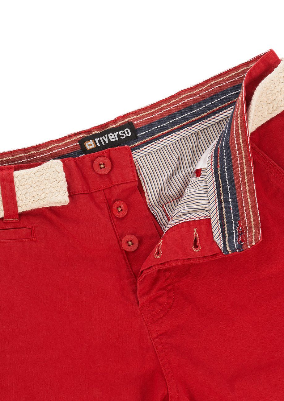 Gürtel Middle Shorts mit riverso Chinoshorts Red Bermudashorts RIVHenry Regular Fit Herren