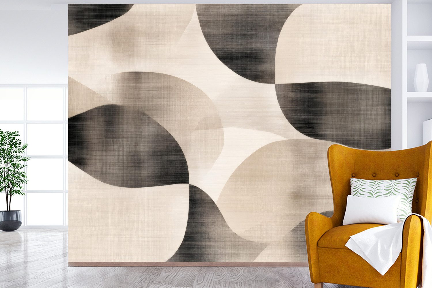 MuchoWow Fototapete Skurrile Formen - Subtile Übergänge - Dynamisch, Matt, bedruckt, Montagefertig Vinyl Tapete, Wandtapete, 275x220 cm