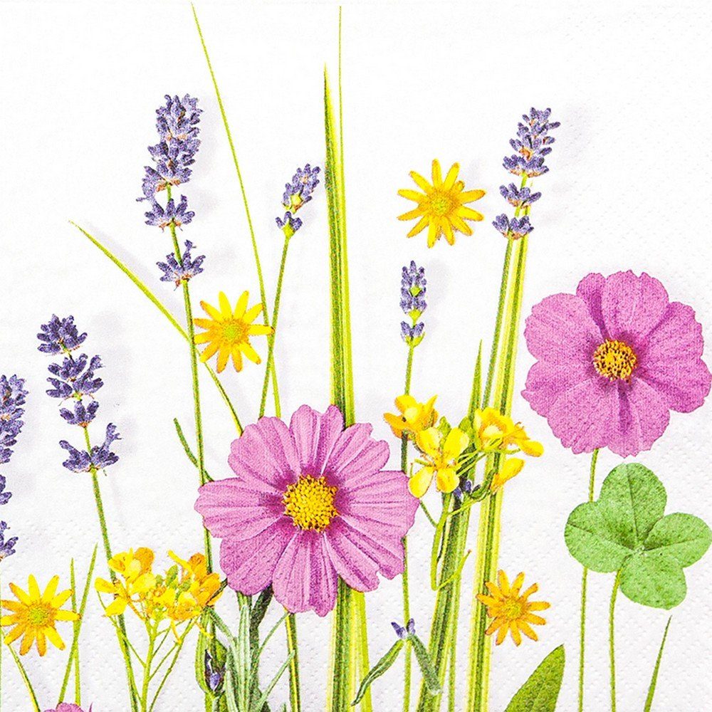 HOME FASHION Papierserviette 20 Servietten Floral Summer - Sommerliche Gräser und Blumen 33x33cm, (20 St)