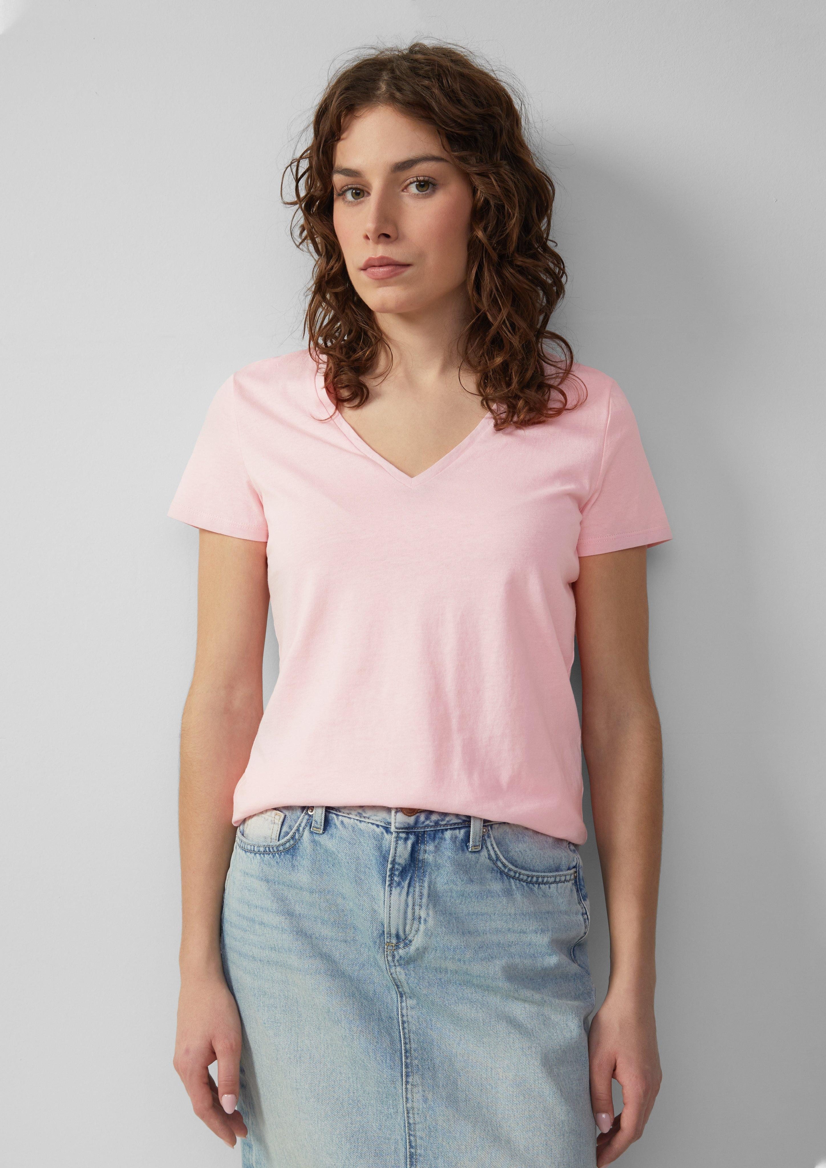 QS Kurzarmshirt Jerseyshirt mit V-Ausschnitt günstig online kaufen