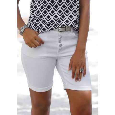 LASCANA Bermudas mit Knopfleiste, Baumwollstretch, kurze Hose