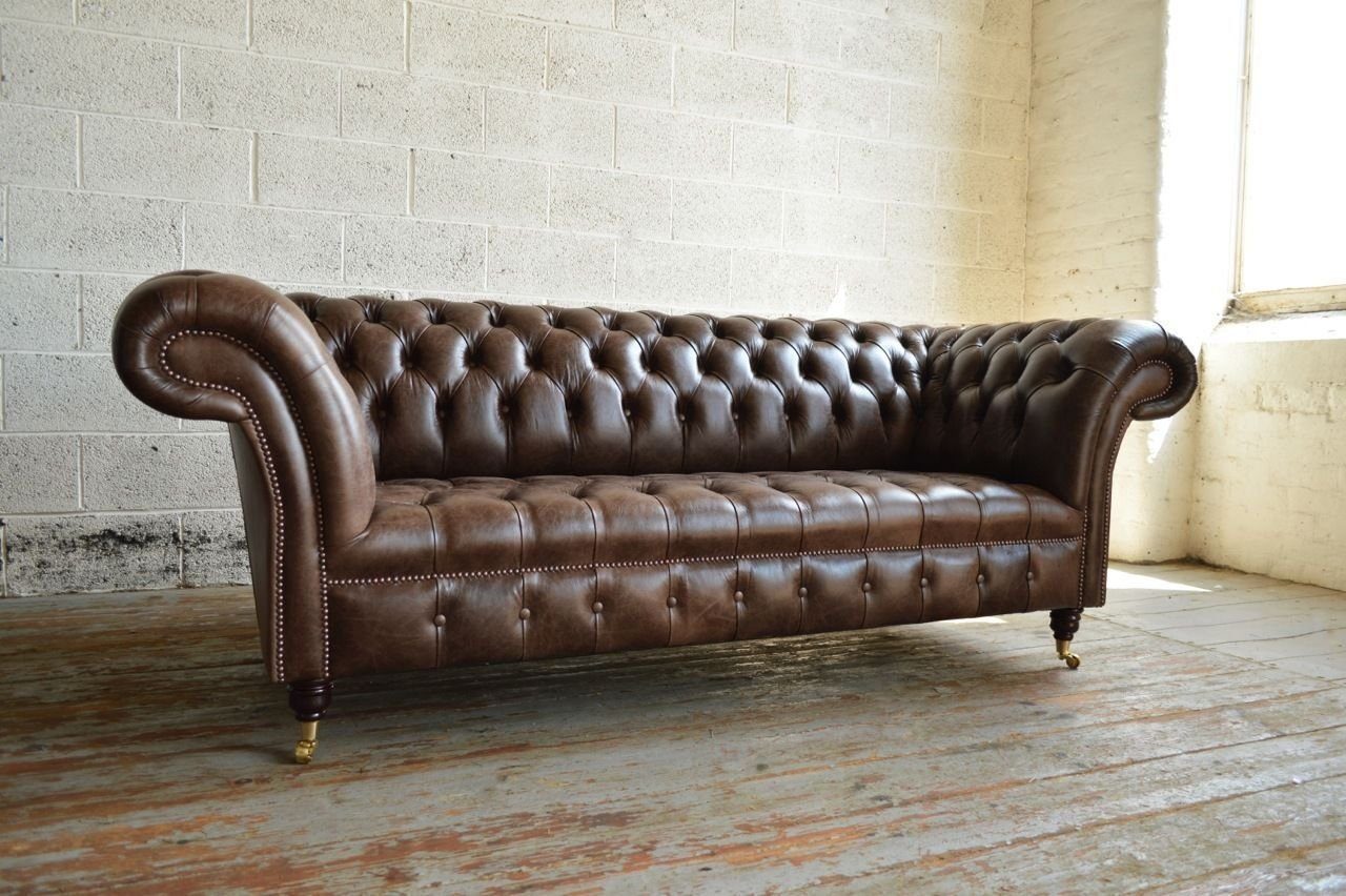 JVmoebel 3-Sitzer Chesterfield Sofa 3 100% Sofort SITZER Sofas Leder Designer Polster