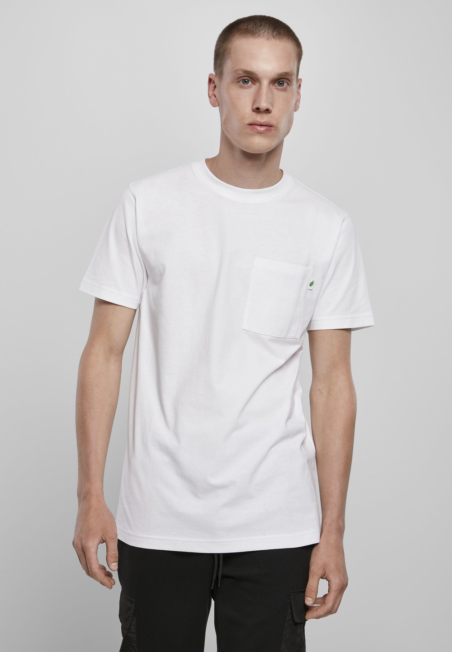CLASSICS Pocket Herren Basic URBAN (1-tlg) T-Shirt white Tee Cotton Organic