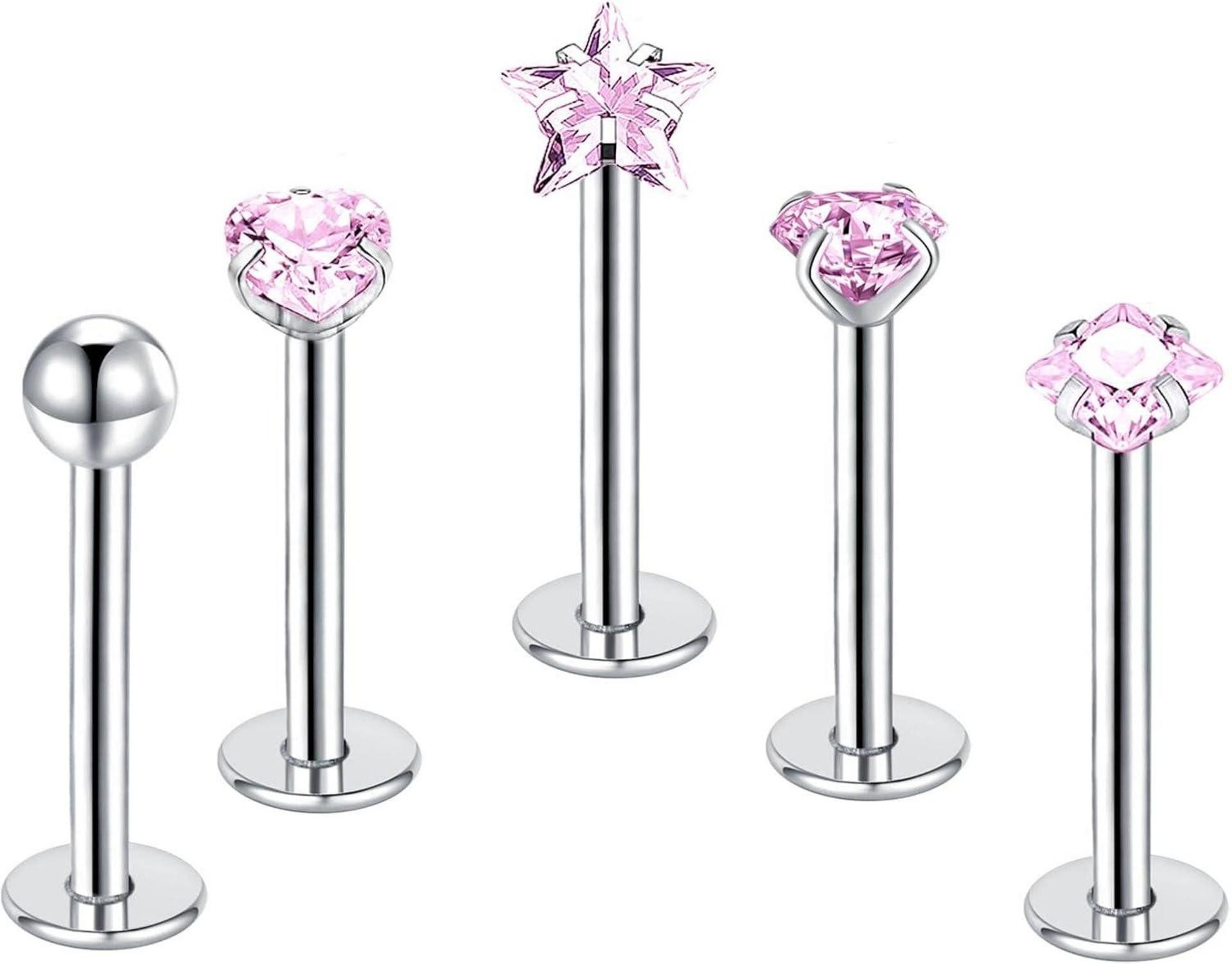 Piercing-Set 5stk Lippenpiercing Labret Stecker 10mm Chirurgenstahl Silber Gold