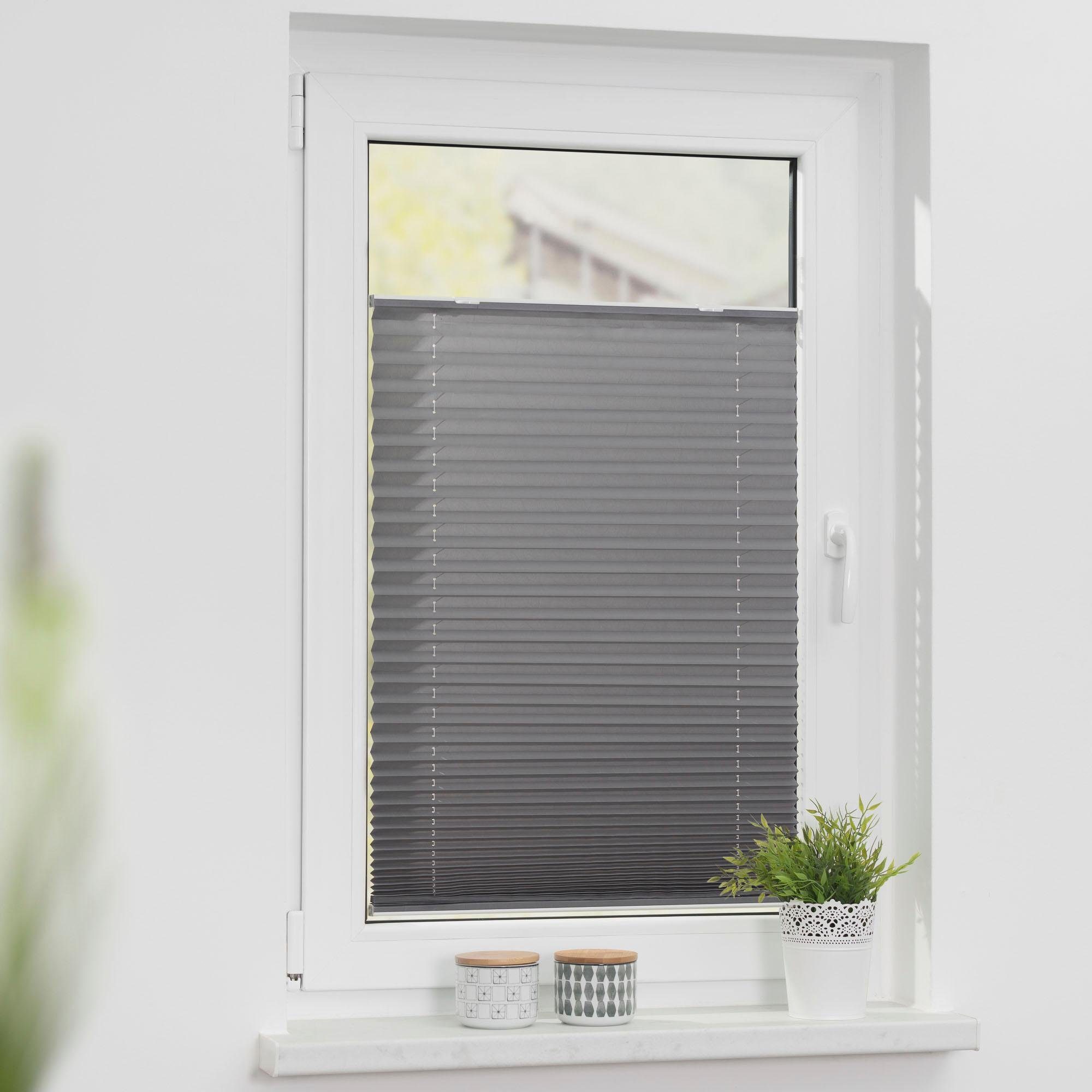 LICHTBLICK ORIGINAL Plissee Haftfix, Lichtschutz, ohne Bohren, verspannt, Haftfix, Crush-Optik, mit Saugnapf