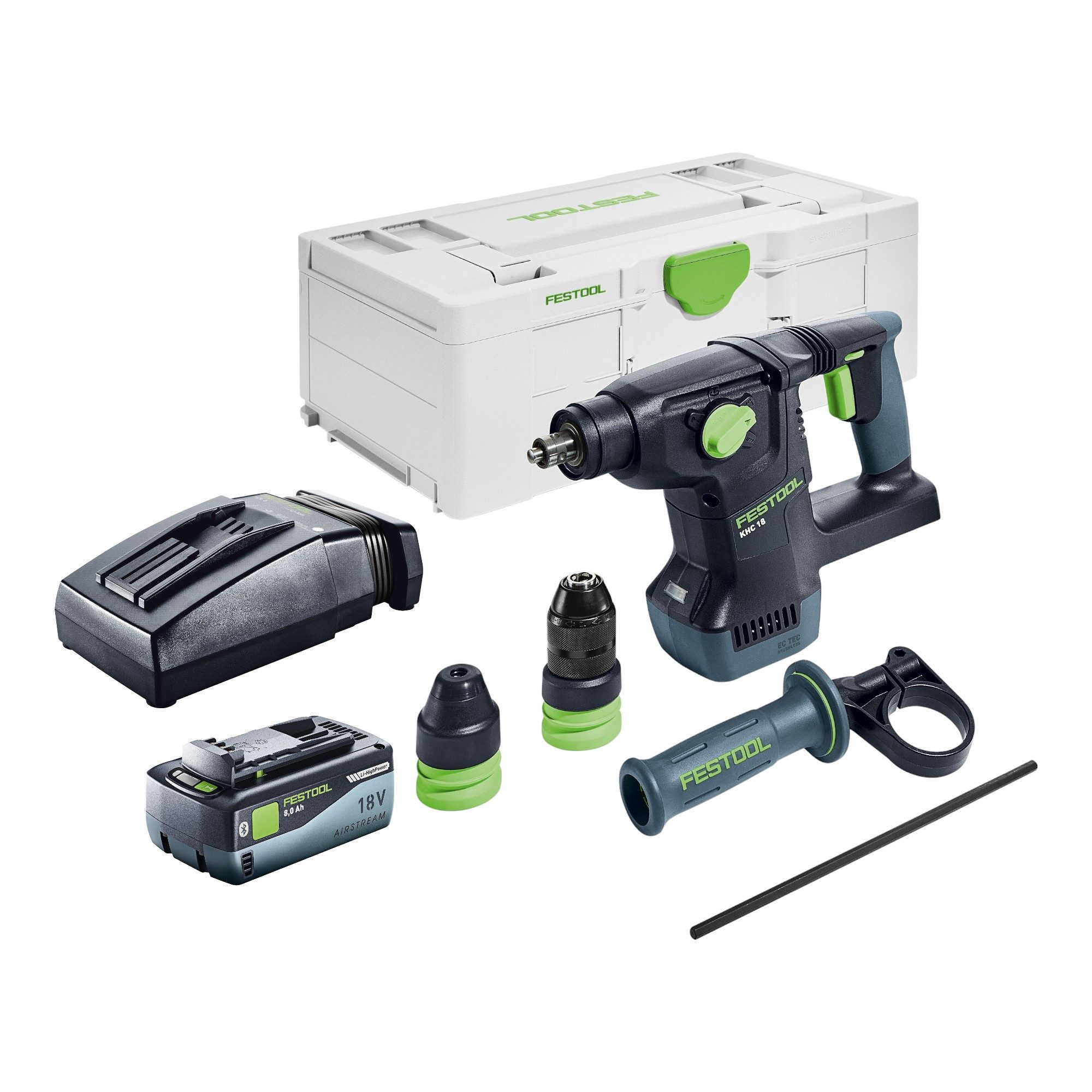 FESTOOL Akku-Bohrhammer KHC 18 EB-Basic 18V 2,6 J SDS-Plus + 1x Akku 8,0Ah + Lader + Systainer