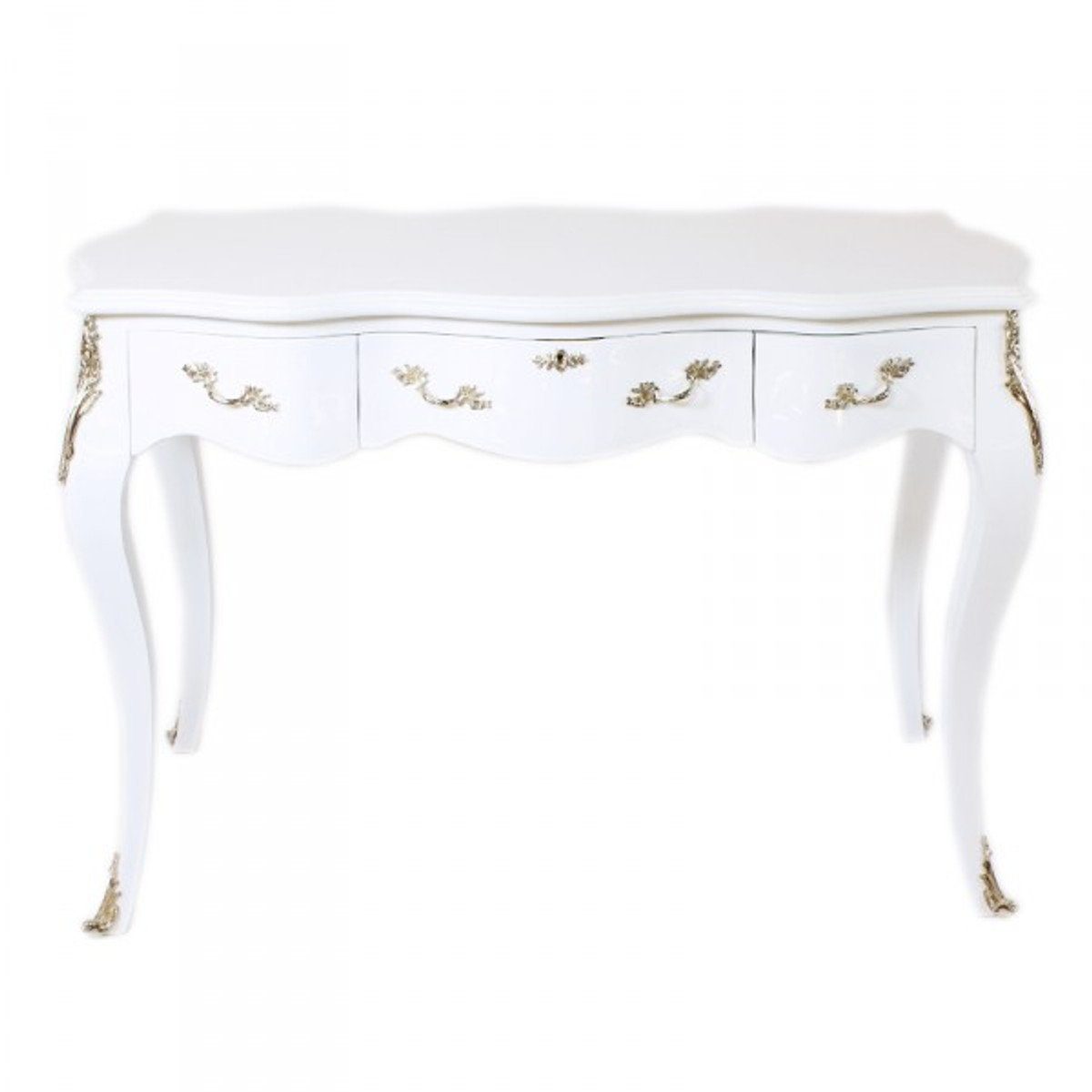 Casa Padrino Schreibtisch Barock Schreibtisch Sekretär / Konsole Weiß / Silber 120 x 60 x H80 cm - Luxus Möbel | Schreibtische