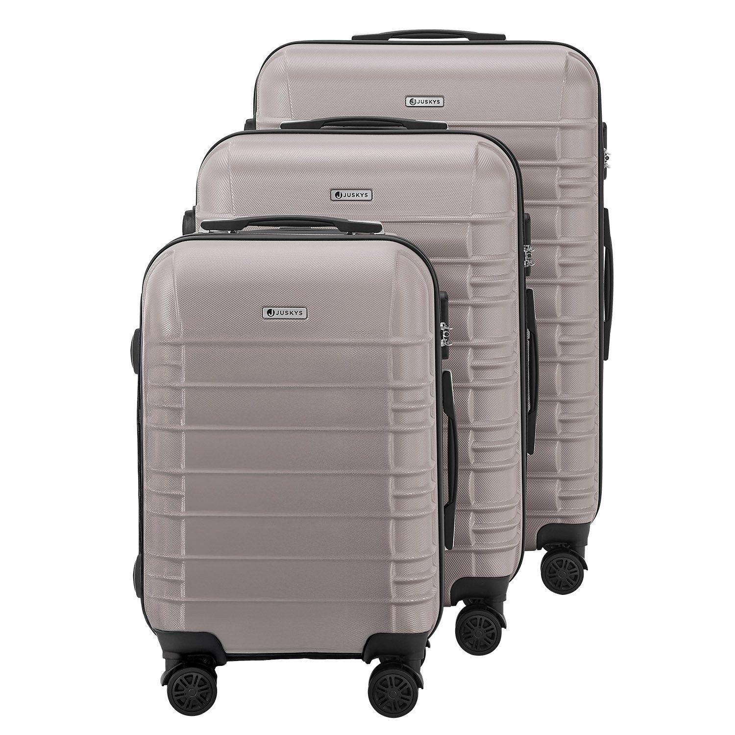 Juskys Trolleyset Rom, 4 Rollen, (3 tlg., 3-teilig), Aluminium, Rollen, Innenfutter, Ergonomische Griffe, 3er Set