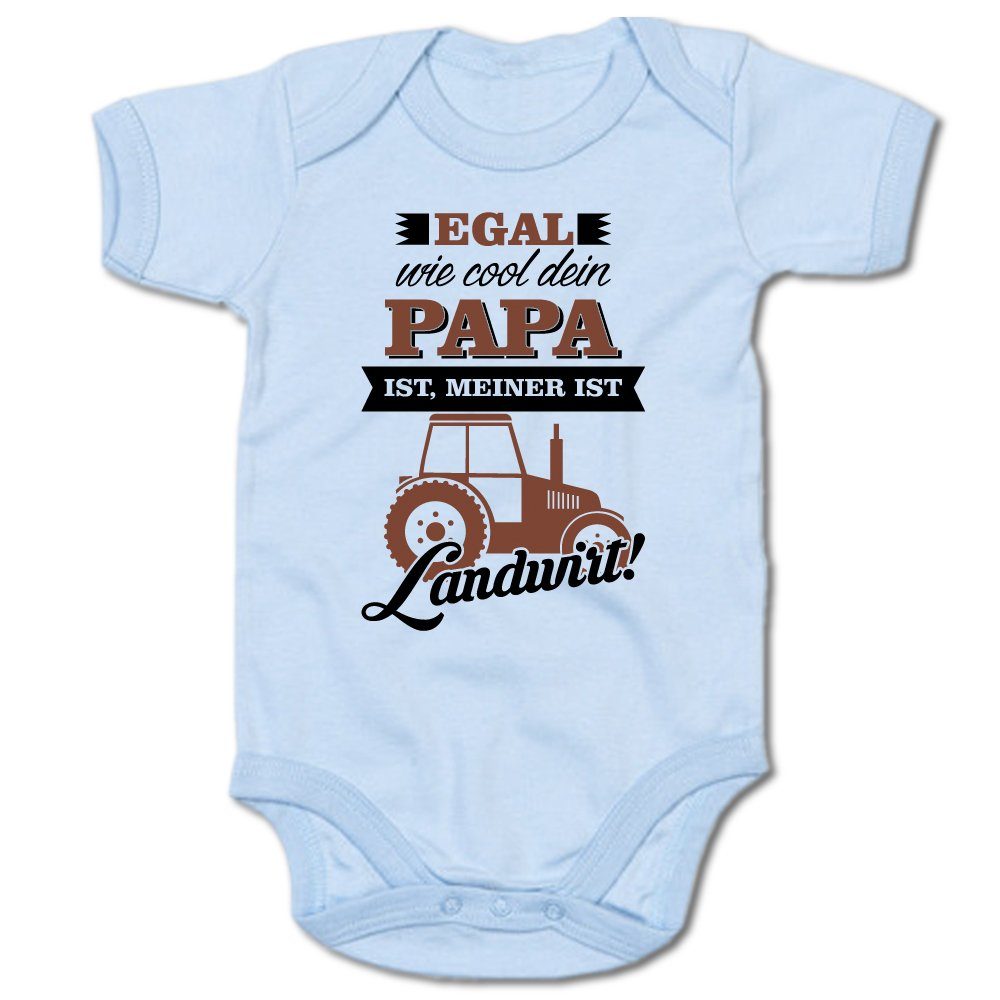 G-graphics Kurzarmbody Egal wie cool dein Papa ist, meiner ist Landwirt! Baby Body mit Spruch / Motiv / Aufdruck • zur Geburt / Babyparty