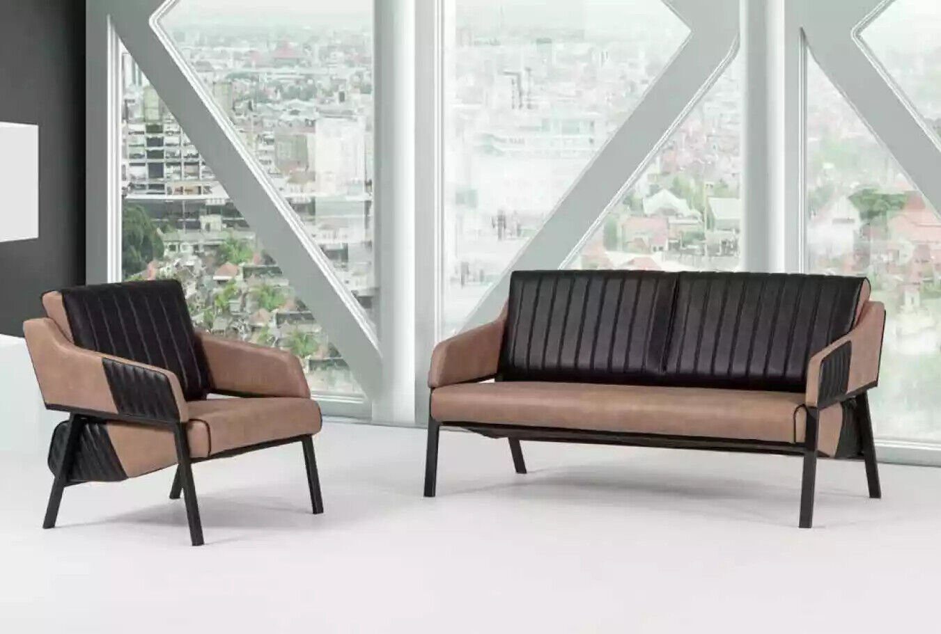 Designer Sessel in Zweisitzer Made Europe Garnitur Sofagarnitur JVmoebel Beige Couch Sofa Polster,
