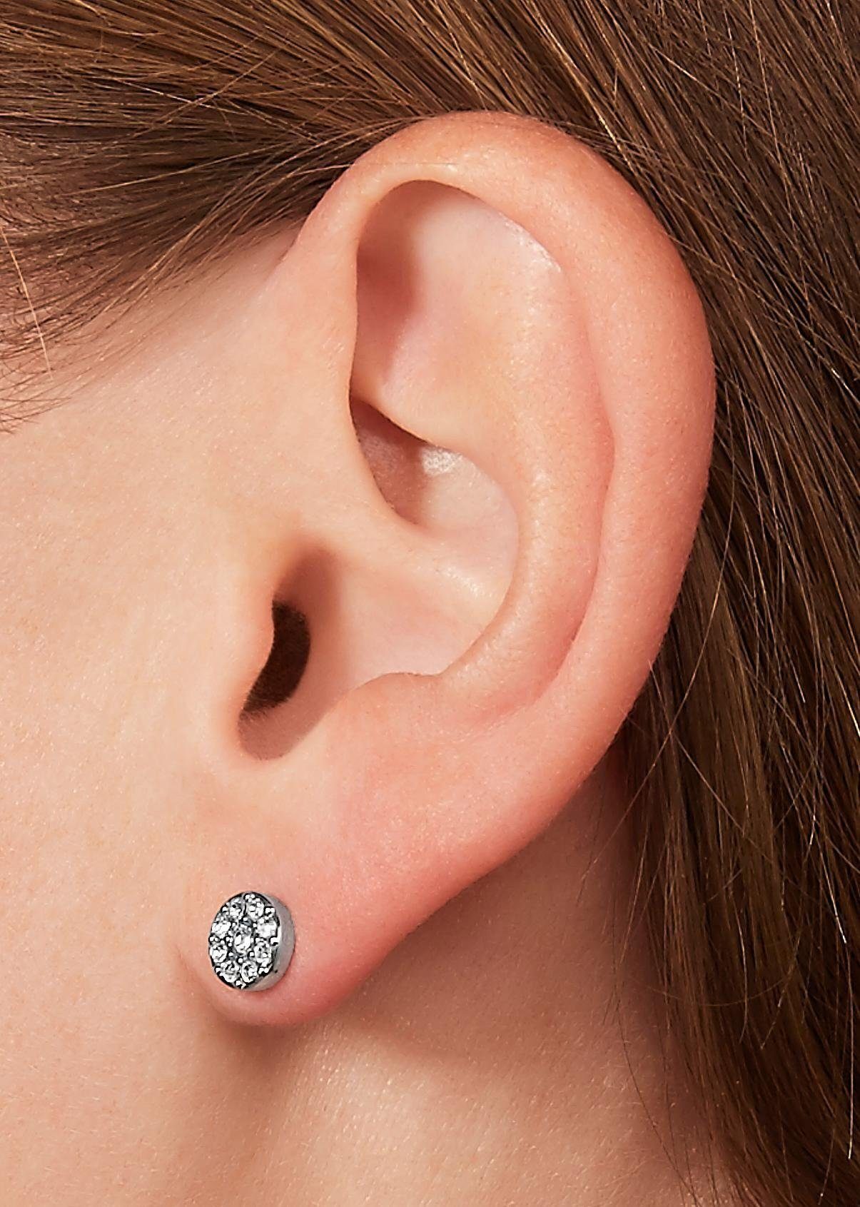 Fossil Paar Ohrstecker Schmuck Geschenk Edelstahl Ohrringe VINTAGE GLITZ, mit Glassteinen