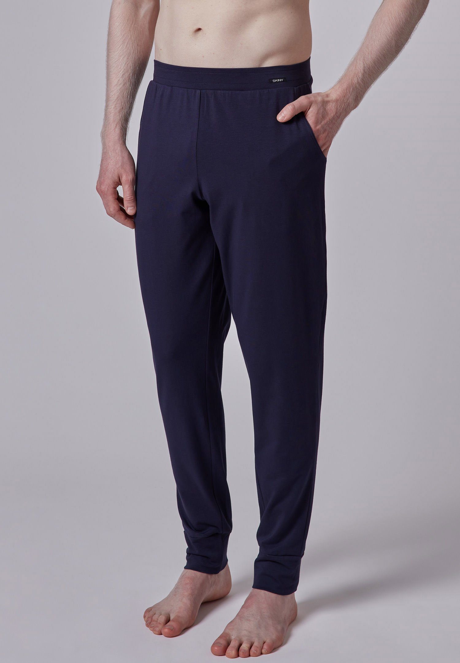 Skiny Pyjamahose Skiny Herren Pyjama Crown bequem Hose klassisch (1-tlg) Blue