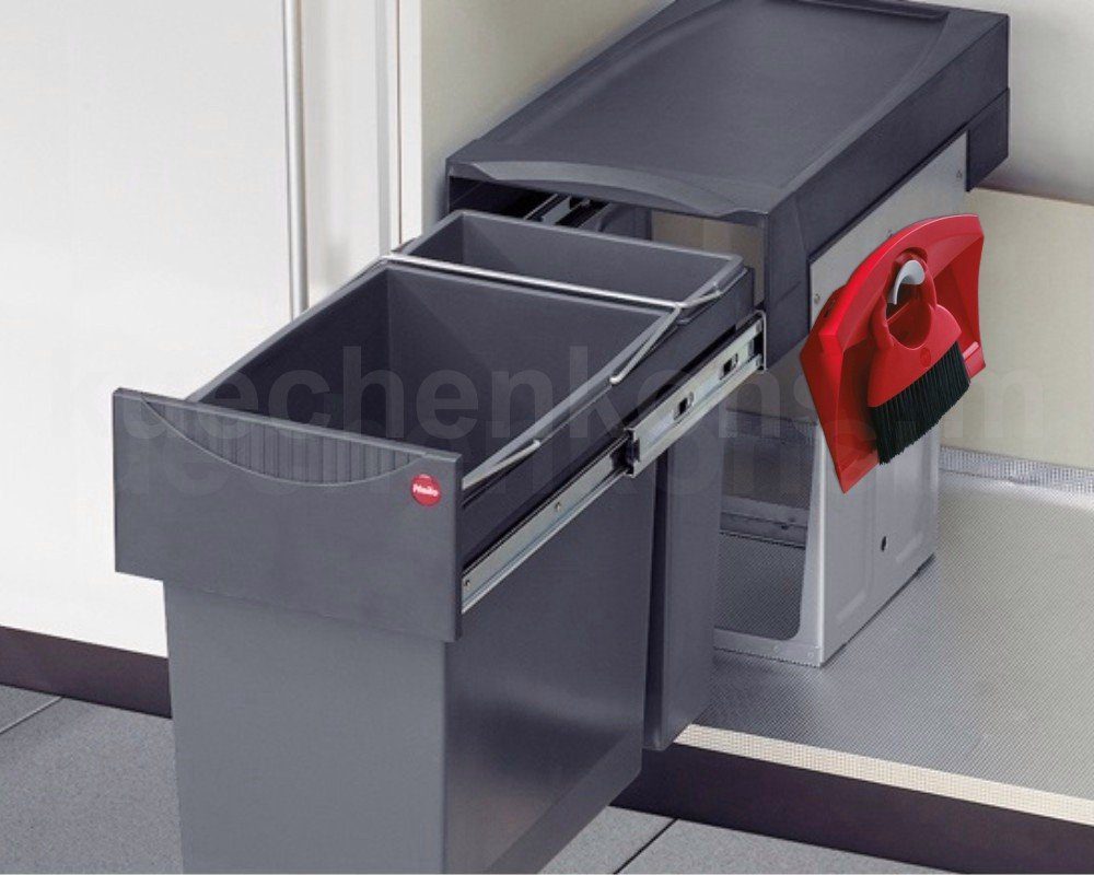 Hailo Einbaumülleimer Hailo Abfallsammler 3666711 TA Swing Tandem 24 + 7 Liter mit Kehrset, Hailo Abfallsammler 3666711 TA Swing Tandem 24 + 7 Liter mit Kehrset
