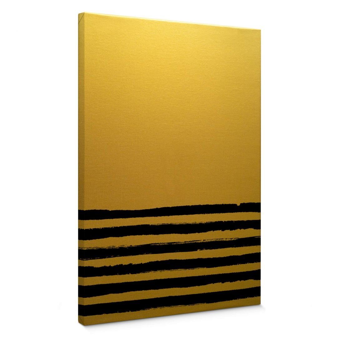 K&L Wall Art Leinwandbild Vintage Gold Schwarz Leinwandbild minimalistisch abstrakt, handmade Wohnzimmer Wandbild