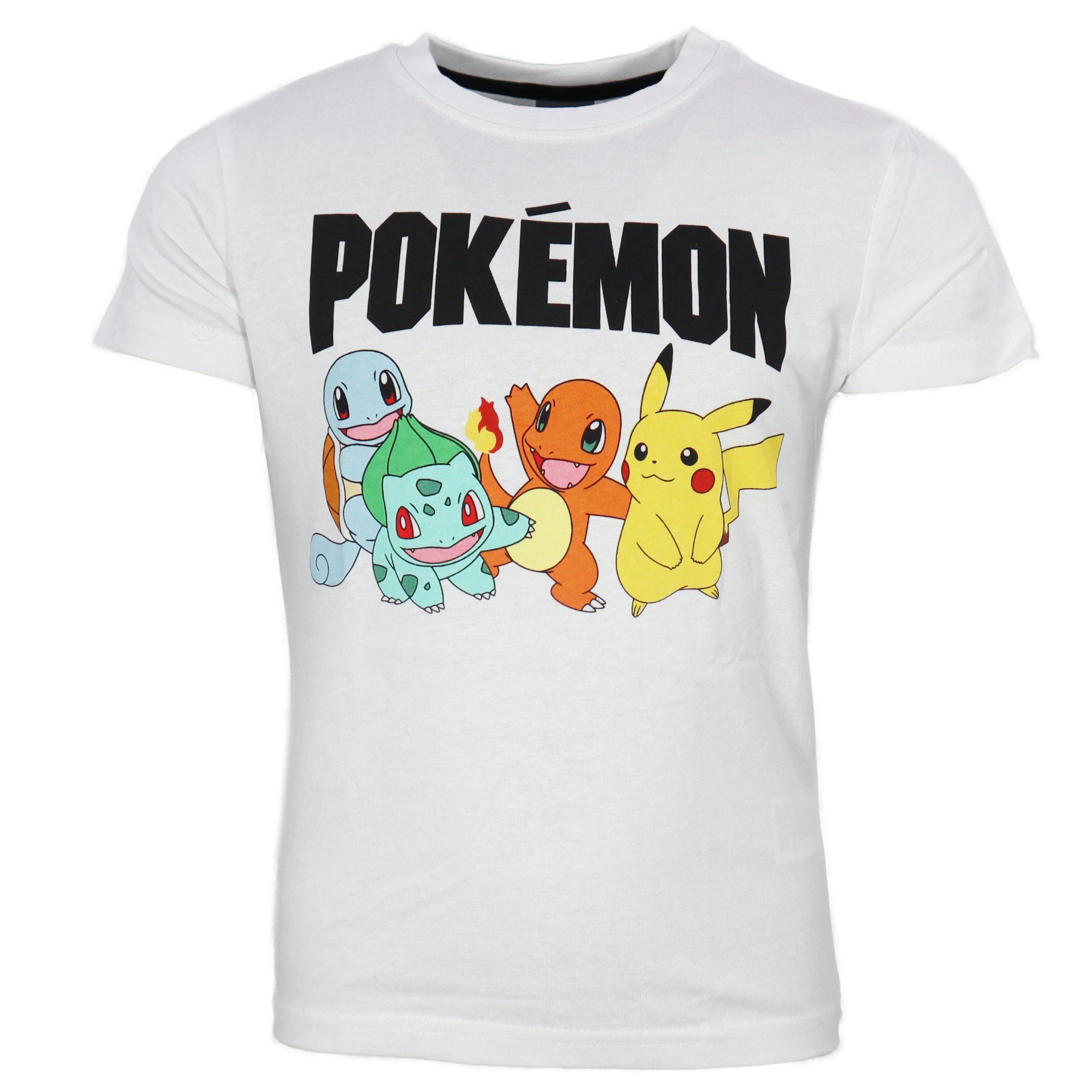 POKÉMON Print-Shirt Pokemon Pikachu and Friends Kinder T-Shirt Kurzarm Shirt Gr. 110 bis 152, 100% Baumwolle Weiß