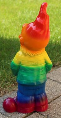 Otto Müller Gartenzwerg Gartenzwerg Gartenfigur Deko Zwerg Sträfling Gefangener Regenbogen bemalt Pride LGBT H 36 cm