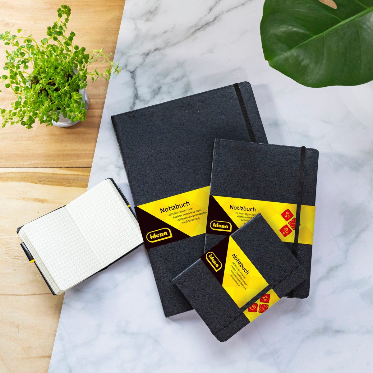 Idena Notizbuch Idena Bundle Notizbücher liniert 192 Seiten 80g/m² schwarz DIN A4 5