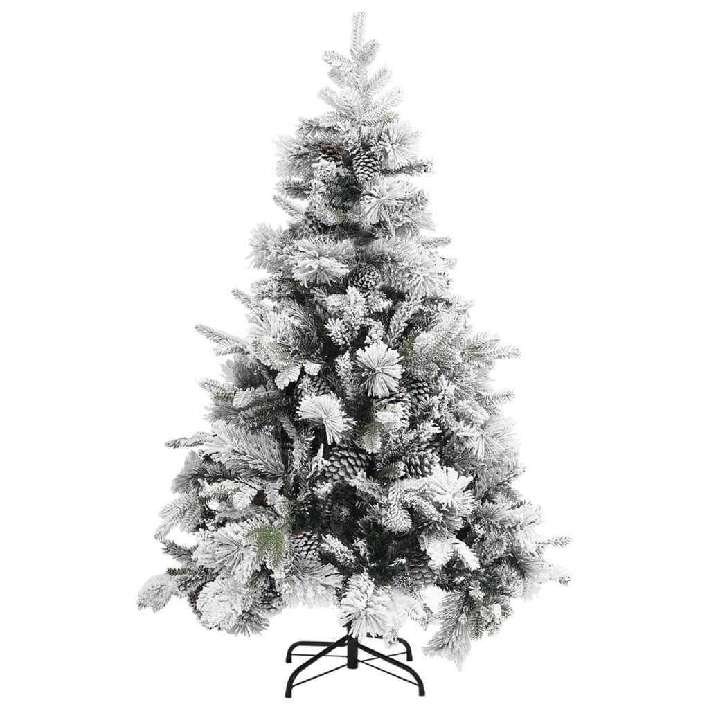 PE vidaXL Weihnachtsbaum Beschneit Künstlicher PVC & mit 150 cm Zapfen Weihnachtsbaum