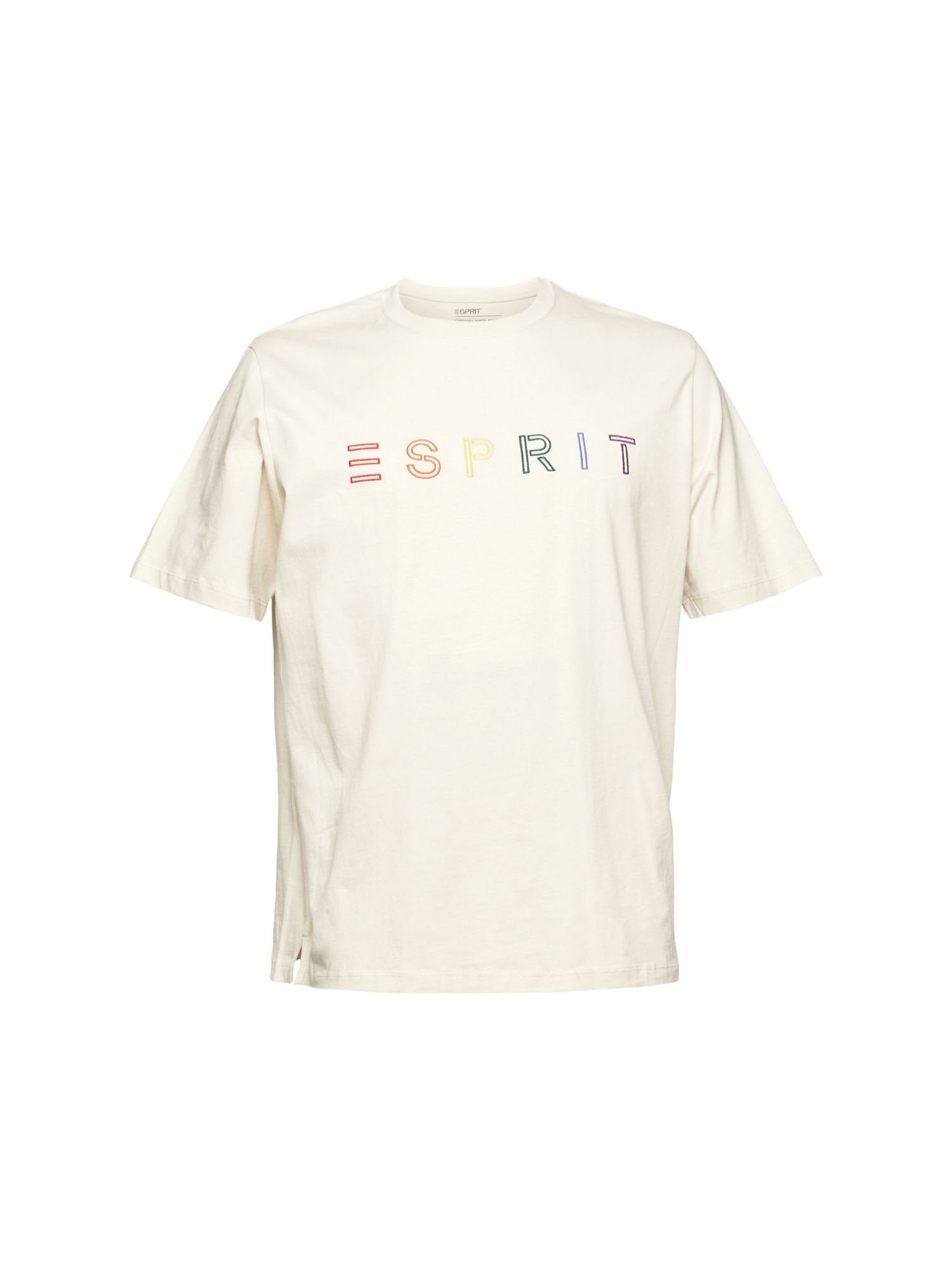 Esprit T-Shirt Jersey-Shirt mit Stickerei (1-tlg) CREAM BEIGE