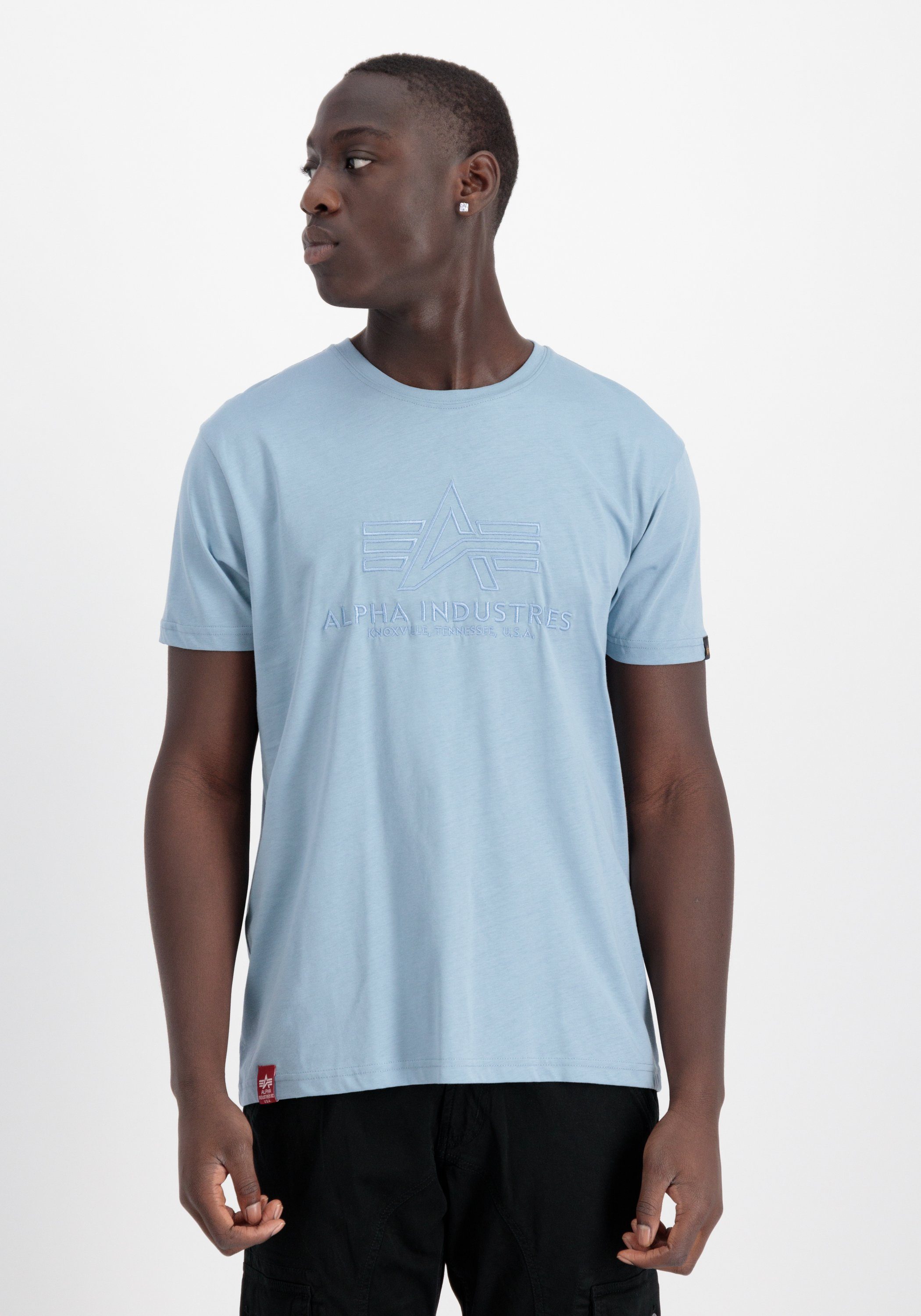 Alpha Industries T-Shirt Alpha Industries Men - T-Shirts Basic T Embroidery greyblue