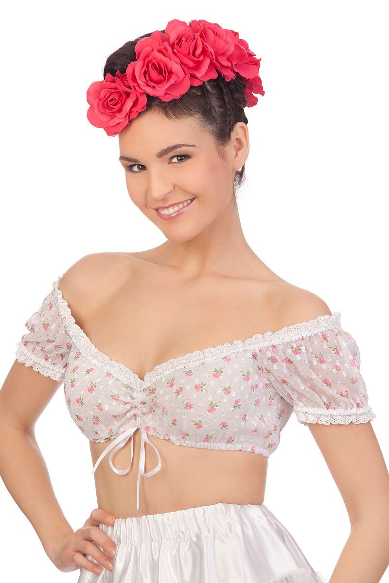 Dirndlbluse Dirndlbluse - SAMARA - rot, pink