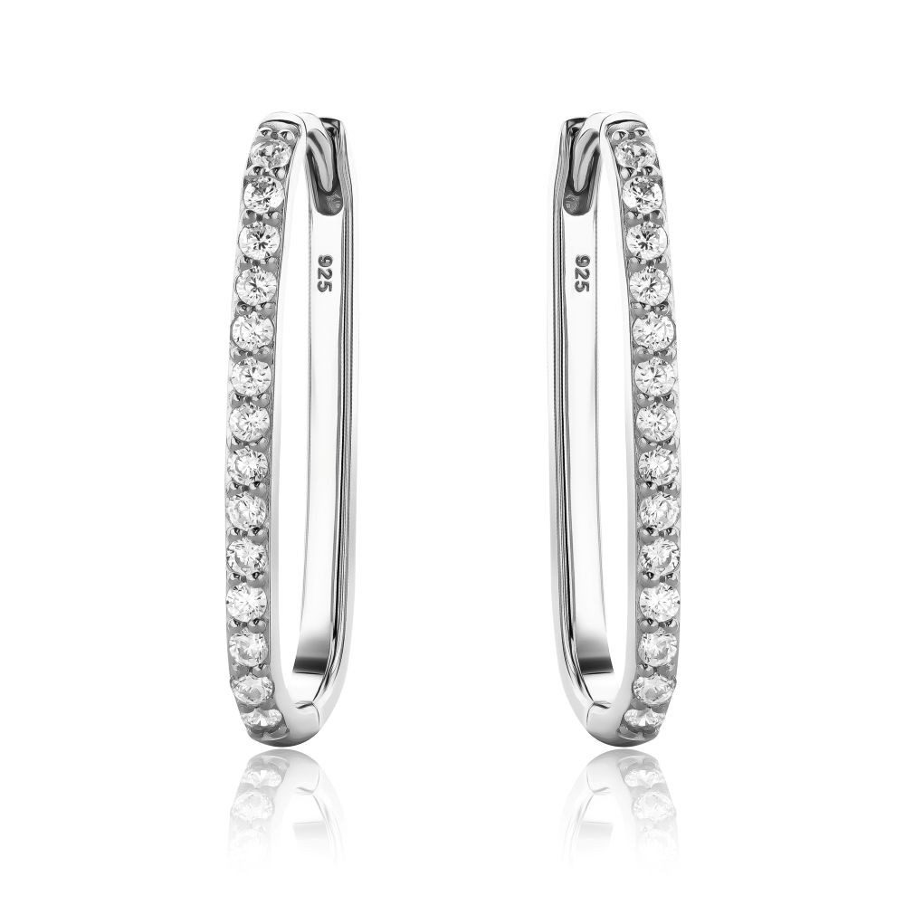 Miore Klappcreolen MSAE295E - 925 Sterling Silber - Ohrringe mit Zirkonia Steinen 0,84 Kt, mit 28 Steinen für Damen