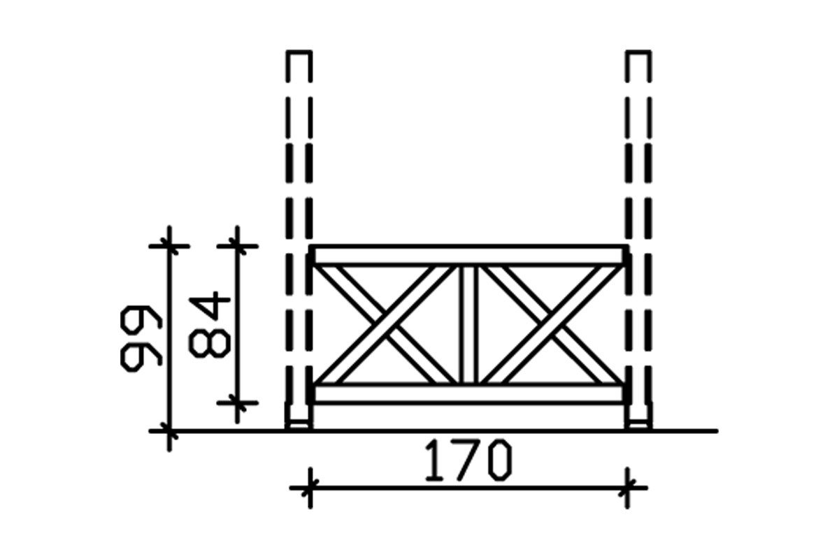 Thumbnail - Skanholz Brüstungsgeländer Andreaskreuz, 170 cm Länge, 84 cm Höhe, für die Front