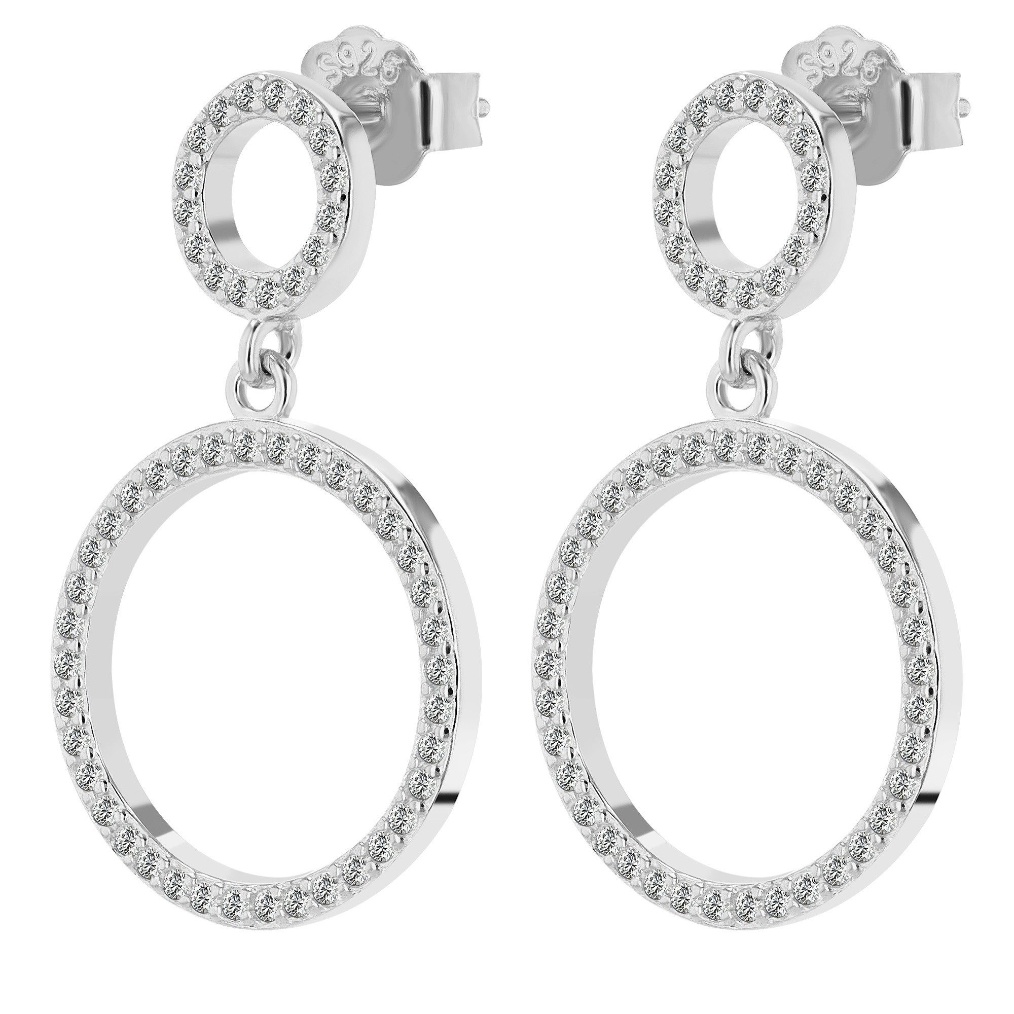 Paar Ohrhänger Damen Ohrstecker aus 925 Sterling Silber und Zirkonia