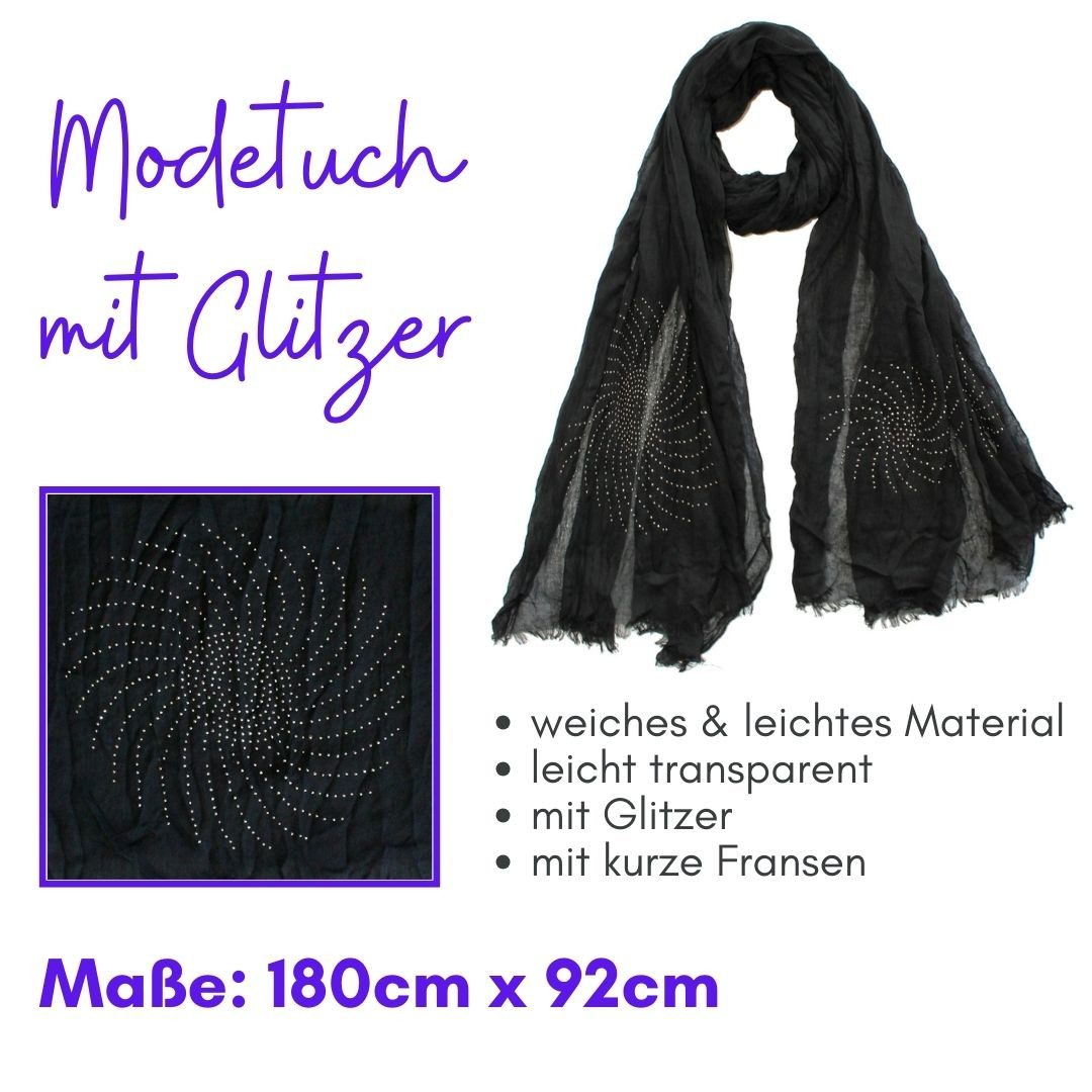 dy_mode Modetuch Großer Schal Modeltuch in Unifarbe mit Glitzer Strandtuch, mit Glitzer