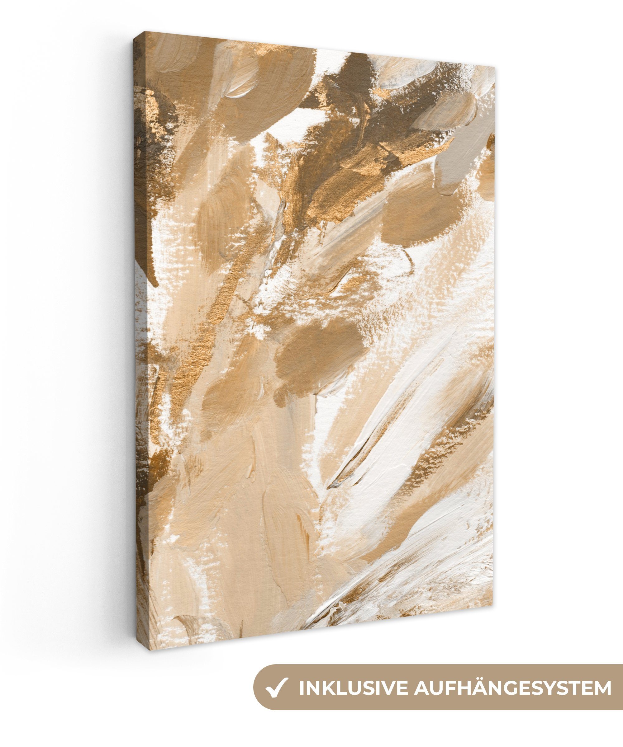 OneMillionCanvasses® Leinwandbild Farbe - cm Zackenaufhänger, fertig inkl. Luxus, - bespannt (1 Leinwandbild 20x30 Gemälde, Gold St)
