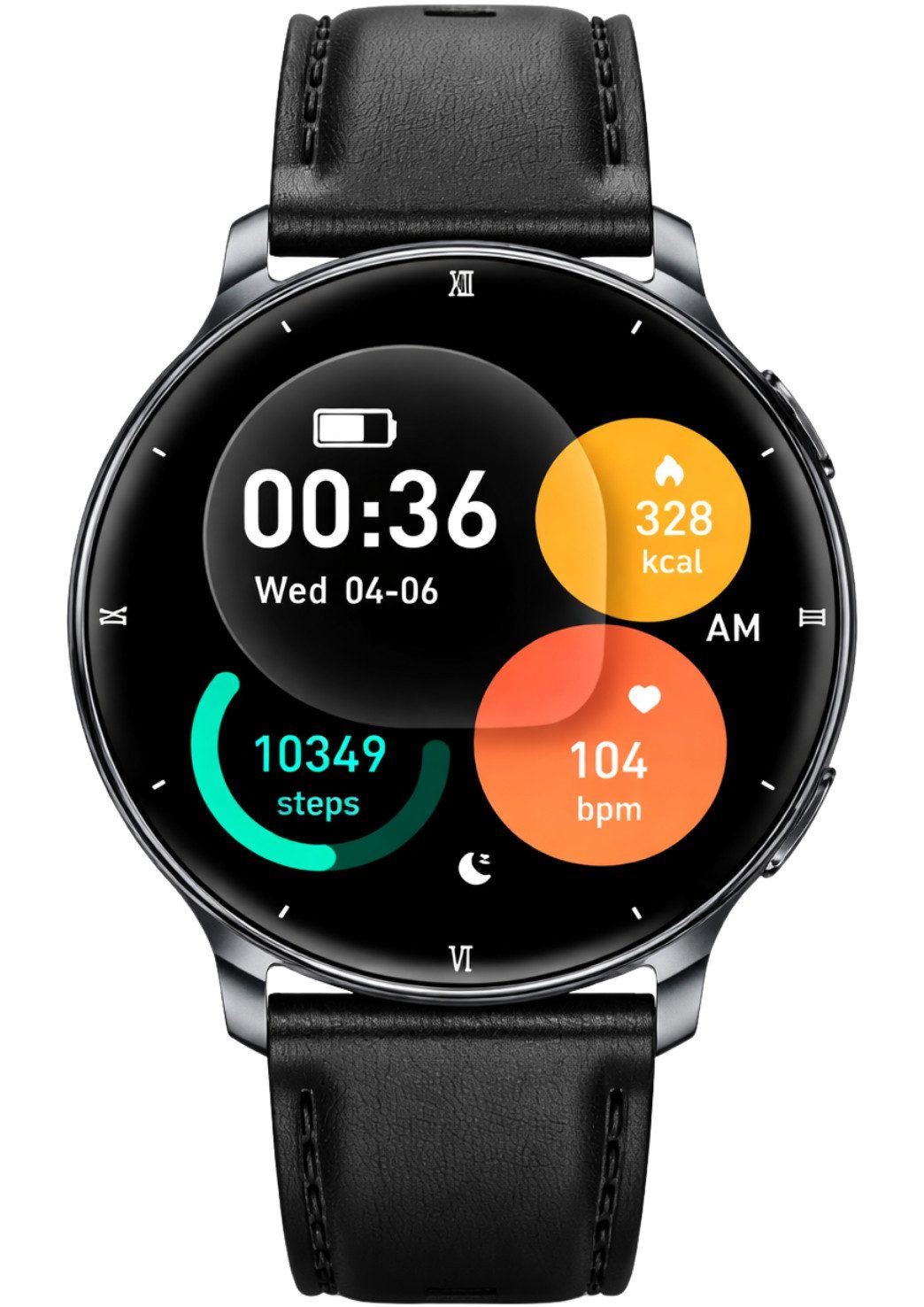 RUHE Smartwatch Uhr für Damen Fitness Tracker mit Telefonfunktion Klein Smartwatch (3,35 cm cm/1,32 Zoll, Android 5.1, iOS 8.2) Smartwatch, 1-tlg., Frauen Uhr Smart Watch, Minimalistisch, Elegant, AMOLED Bluetooth-Anruffunktion Schlafüberwachung Herzfrequenzmessung