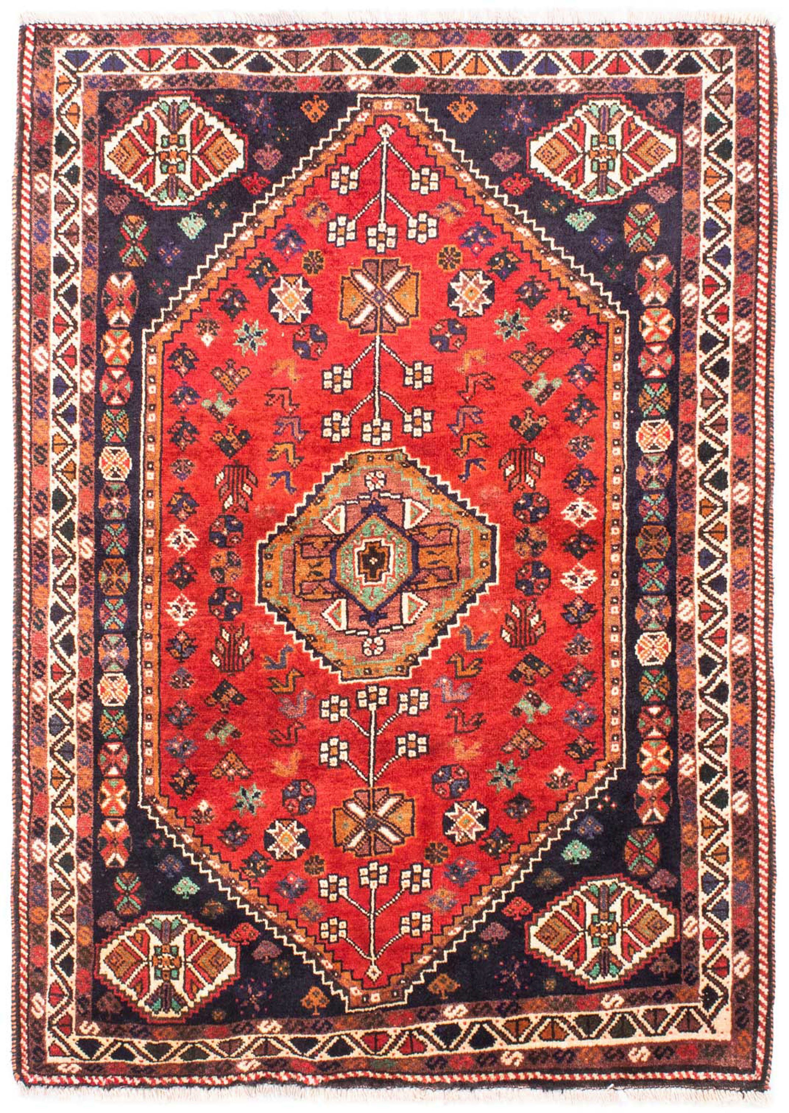 Orientteppich Perser rechteckig, rot, Höhe: 121 - Einzelstück cm - Nomadic x - 10 172 Wohnzimmer, Zertifikat morgenland, mit mm, Handgeknüpft