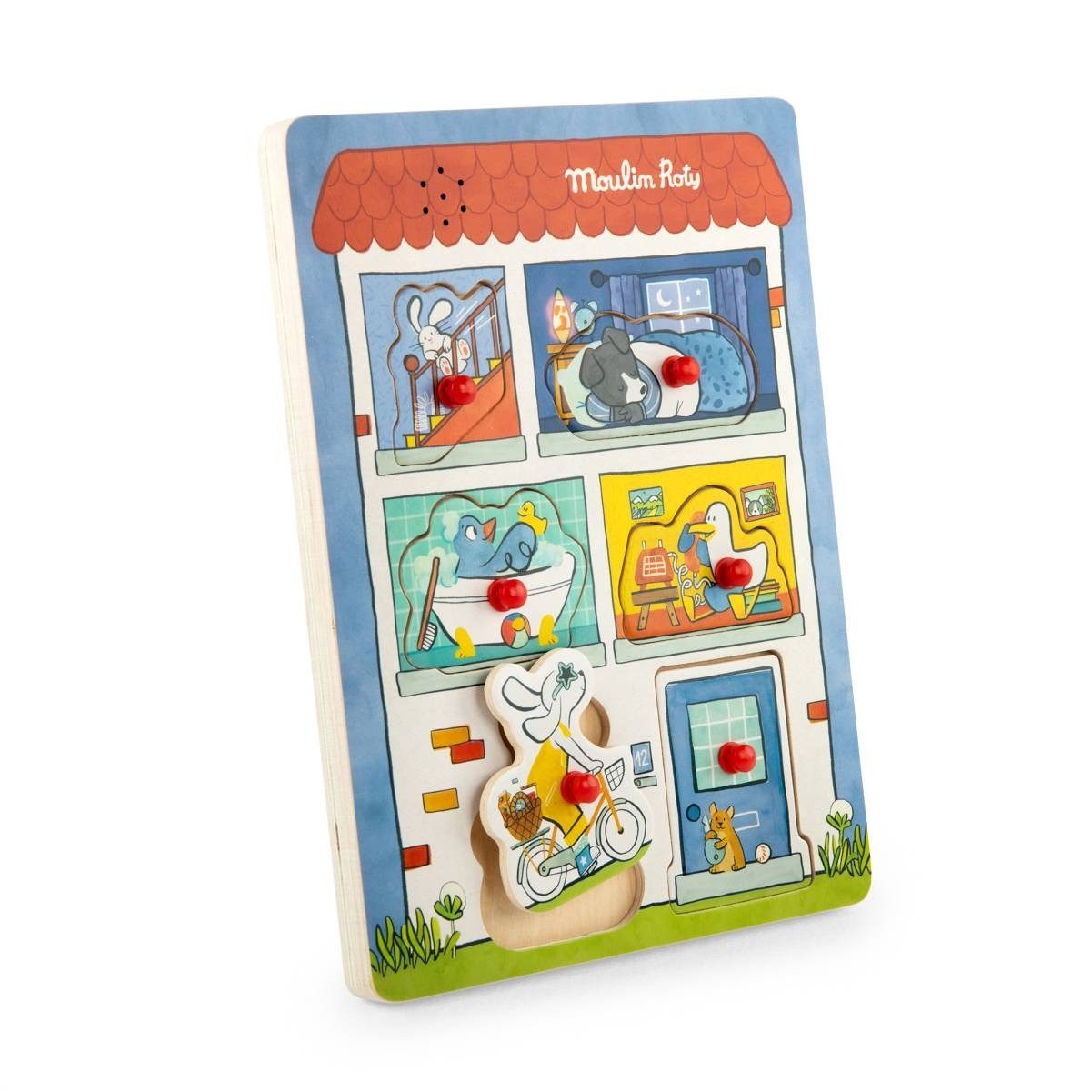 Moulin Roty Puzzle Puce&Pilou Soundpuzzle Haus für Kinder mit Motiv Haus als Geschenkidee, Puzzleteile, Soundpuzzle