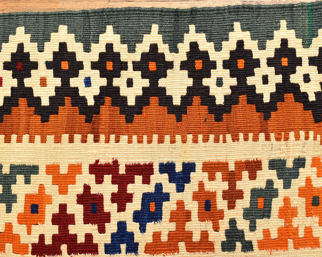 KUHFELL online & NOMAD Orientteppich Vintage Nomaden Teppich Kelim Fars 215 x 154 cm Rot, Handgewebt, 100% Wolle, pflanzliche Farben