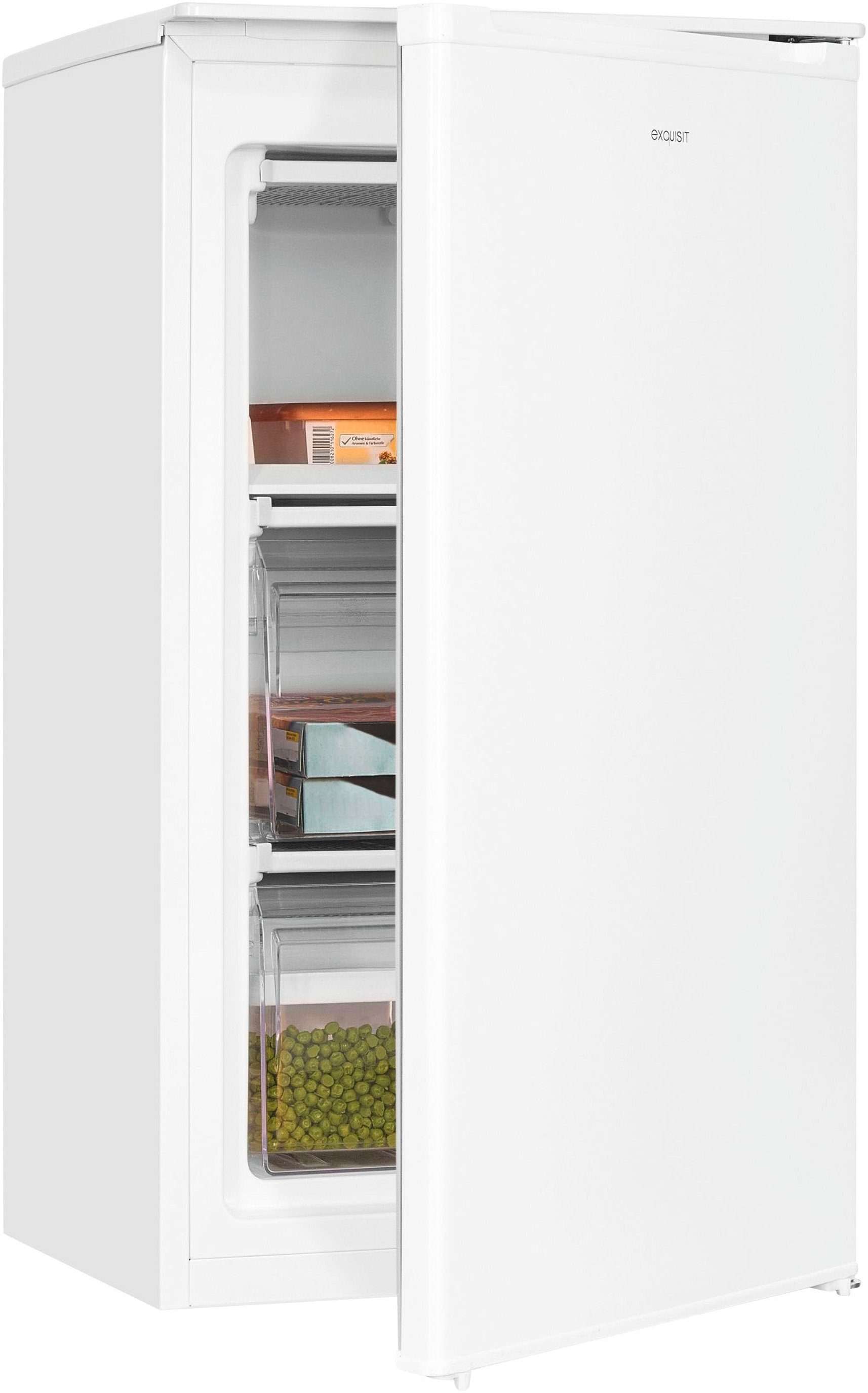 exquisit Gefrierschrank GS111-041E, 85,5 cm hoch, 48 cm breit, Kompakter 4*-Gefrierschrank–flexibel, zuverlässig&leicht zu bedienen
